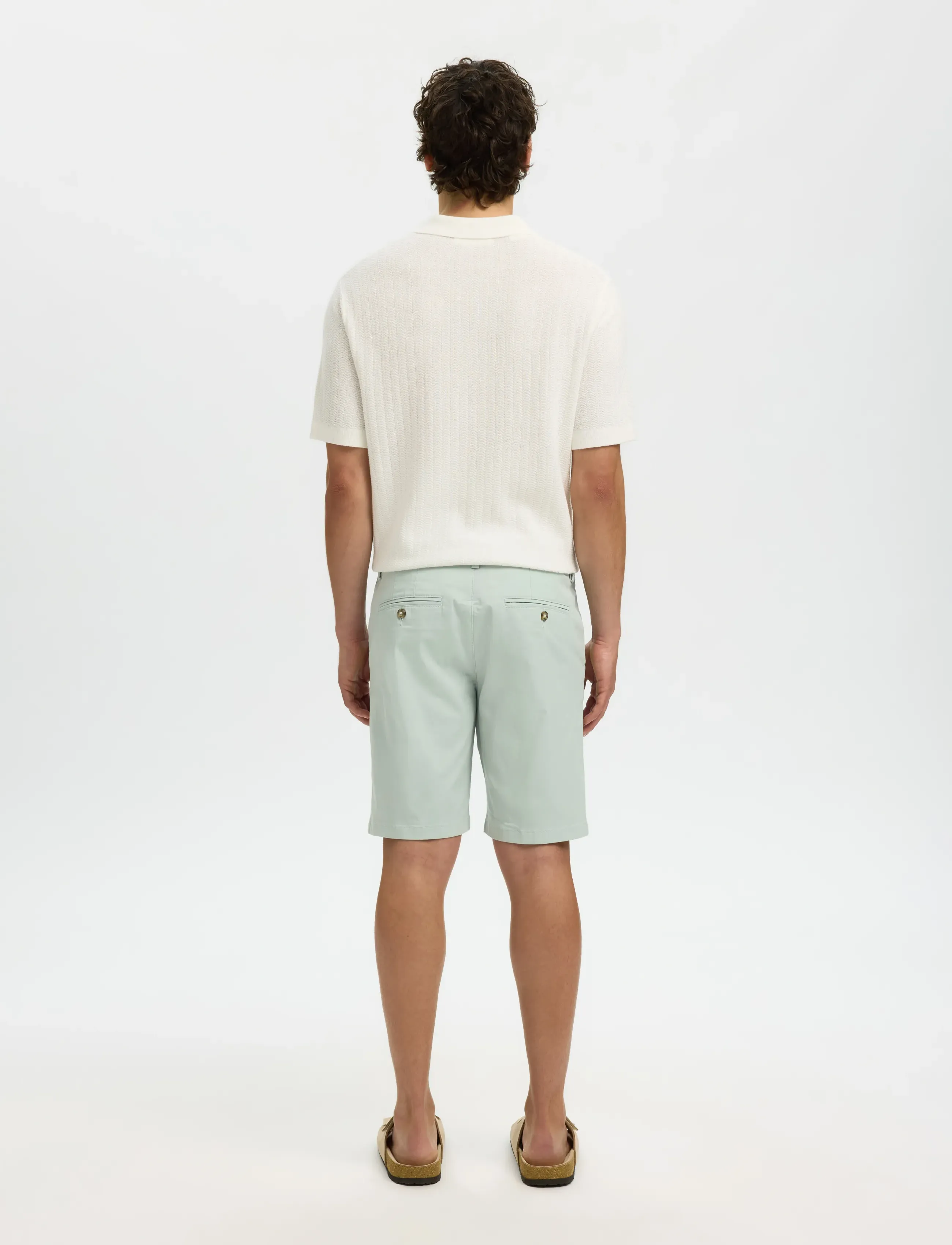 Selected - SLMSLIM-MILES FLEX SHORTS NOOS - short chino - aqua gray - 2