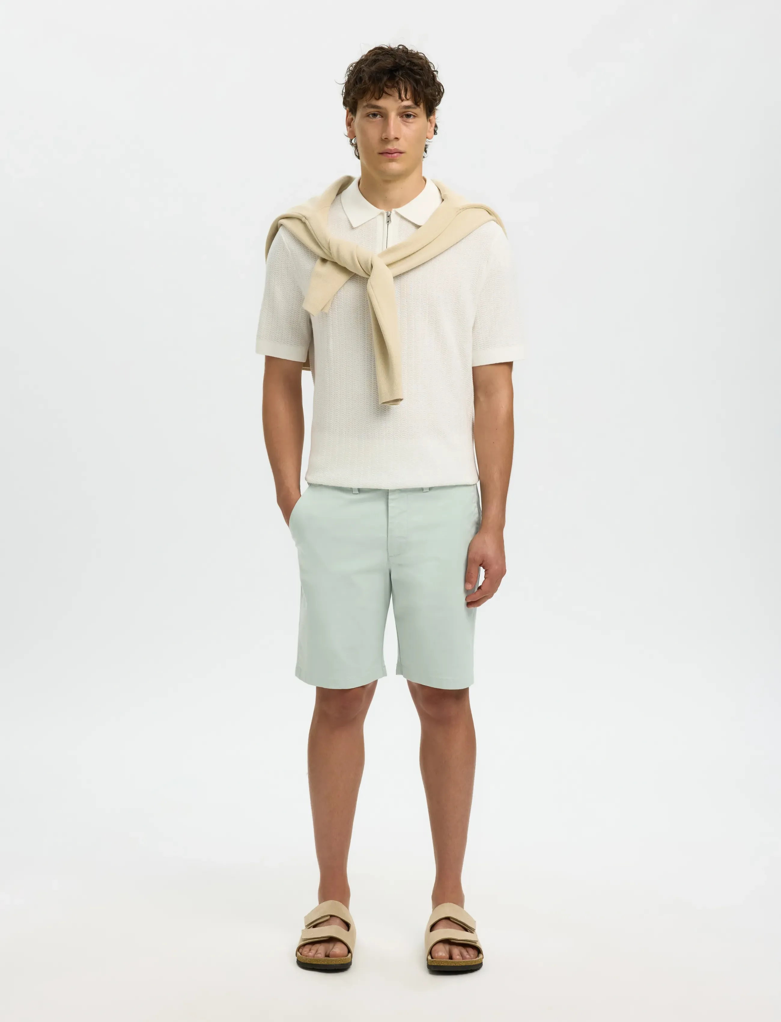 Selected - SLMSLIM-MILES FLEX SHORTS NOOS - short chino - aqua gray - 3