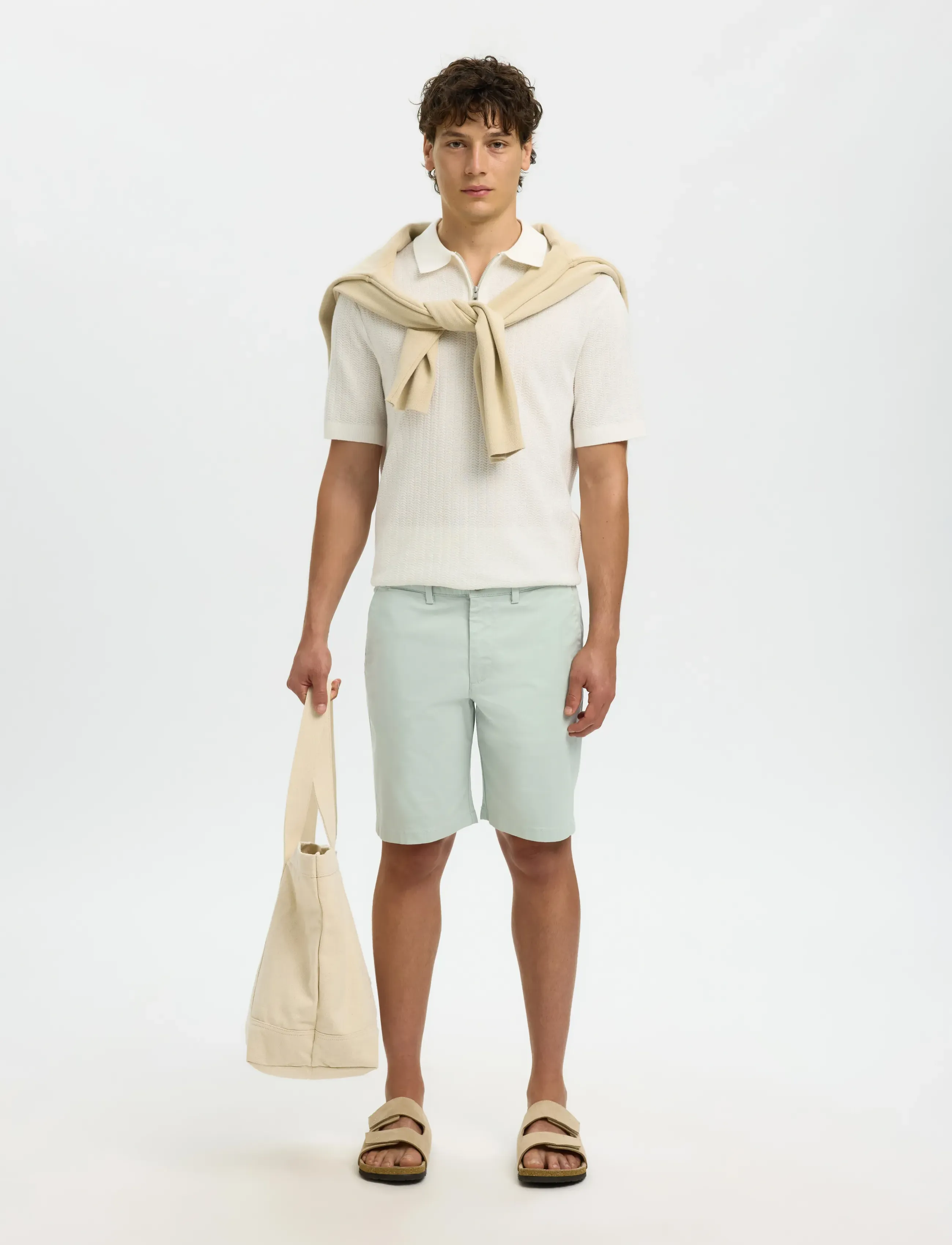 Selected - SLMSLIM-MILES FLEX SHORTS NOOS - short chino - aqua gray - 5