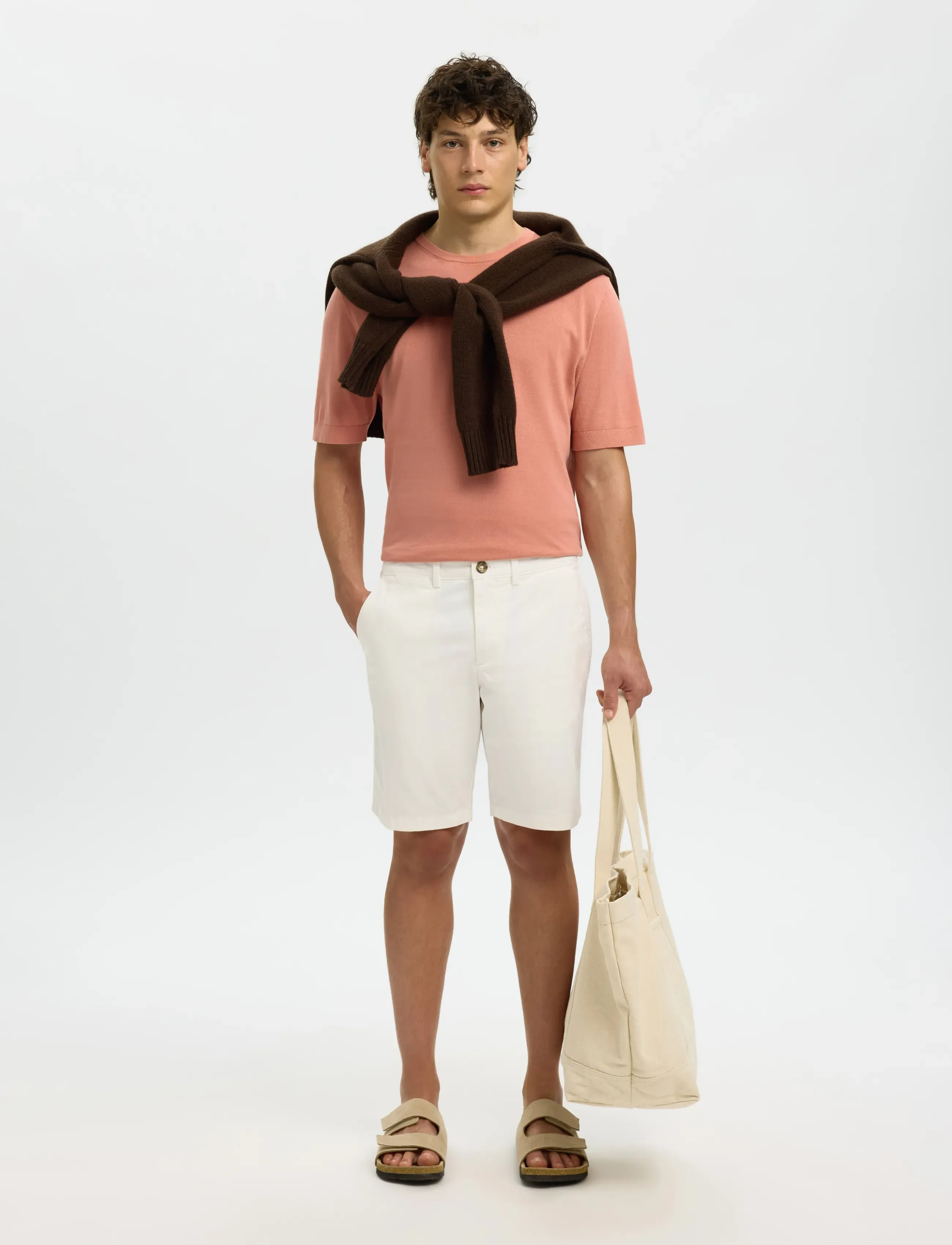 Selected - SLMSLIM-MILES FLEX SHORTS NOOS - chinos shorts - cloud dancer - 5