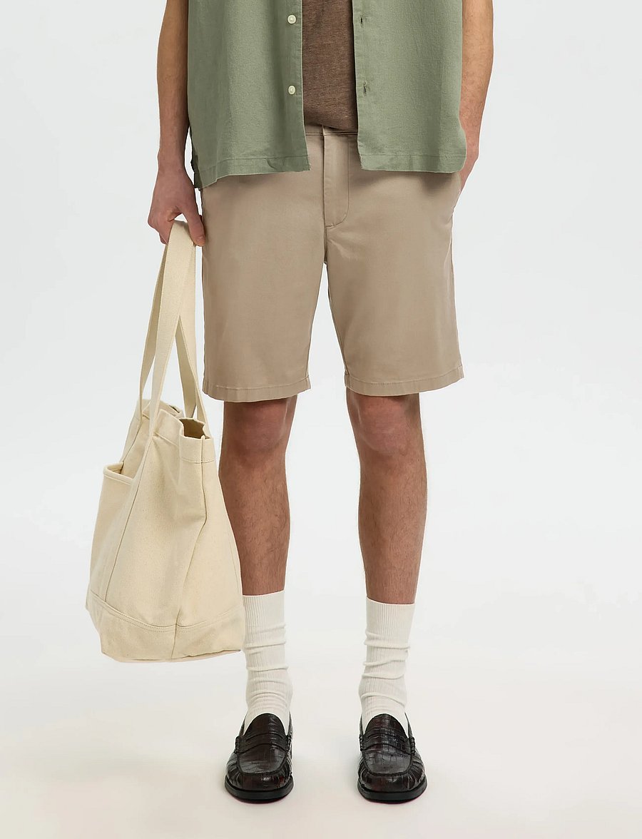 Selected - SLMSLIM-MILES FLEX SHORTS NOOS - chino lühikesed püksid - greige - 0