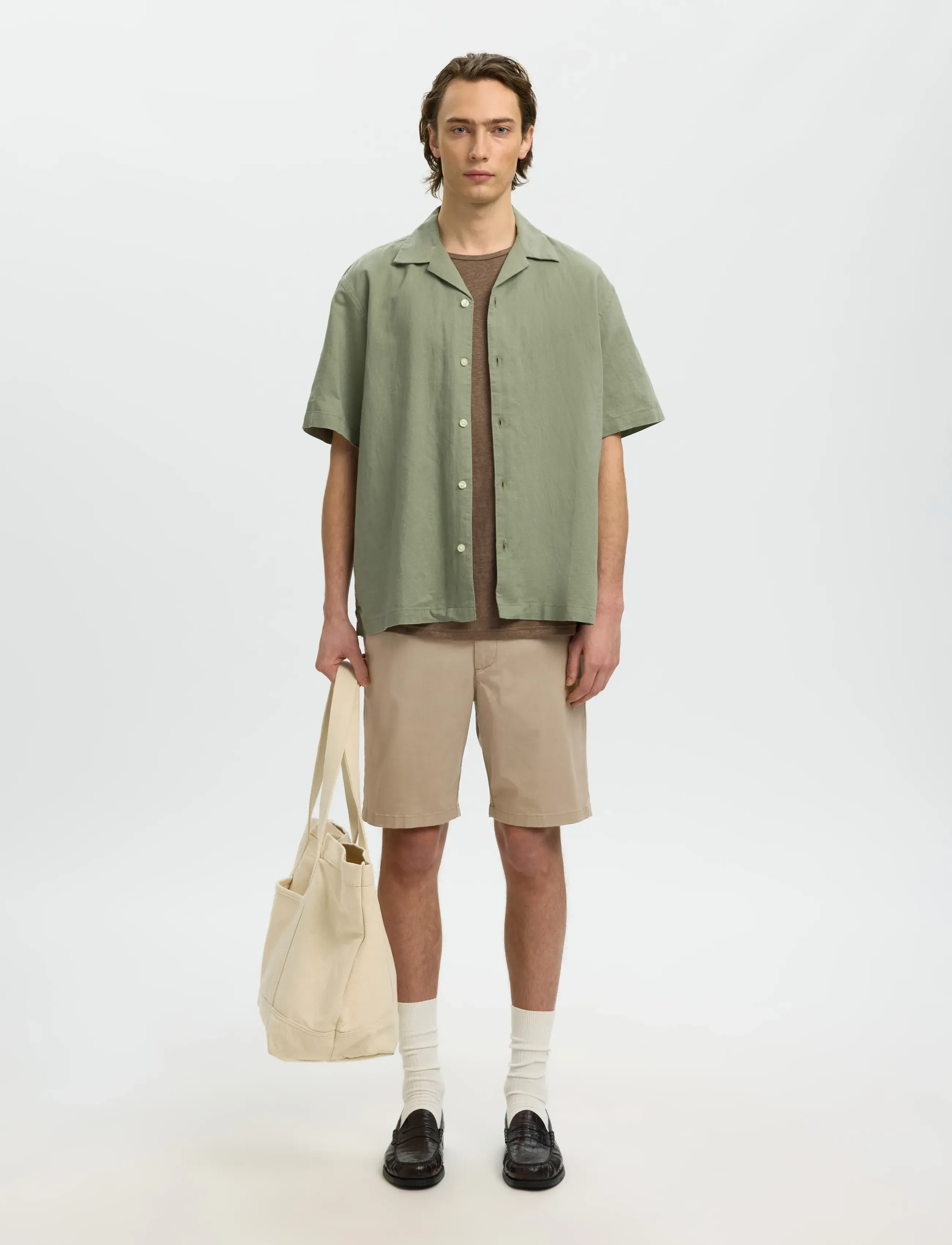 Selected - SLMSLIM-MILES FLEX SHORTS NOOS - chino lühikesed püksid - greige - 3