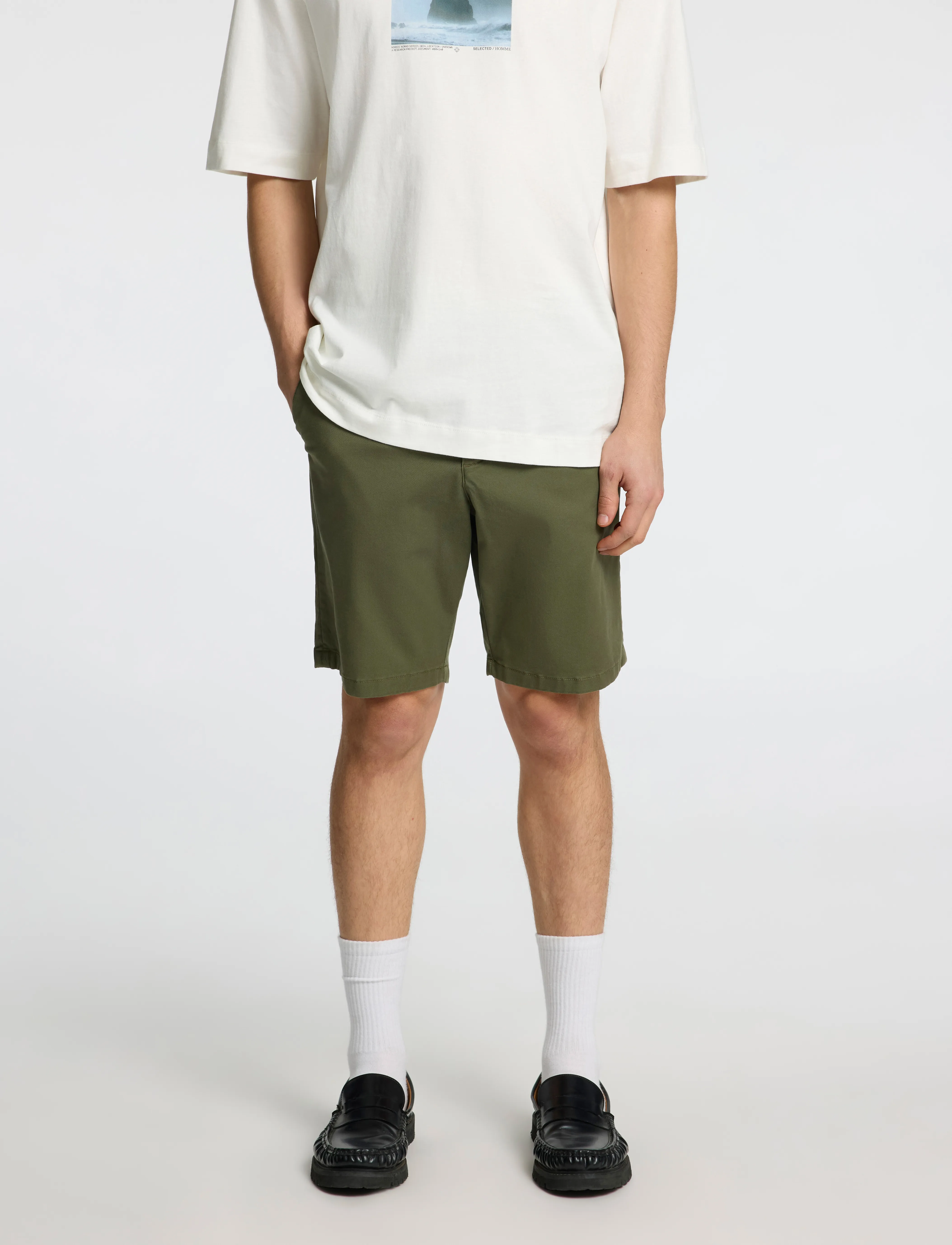 Selected - SLMSLIM-MILES FLEX SHORTS NOOS - chinos shorts - kalamata - 5