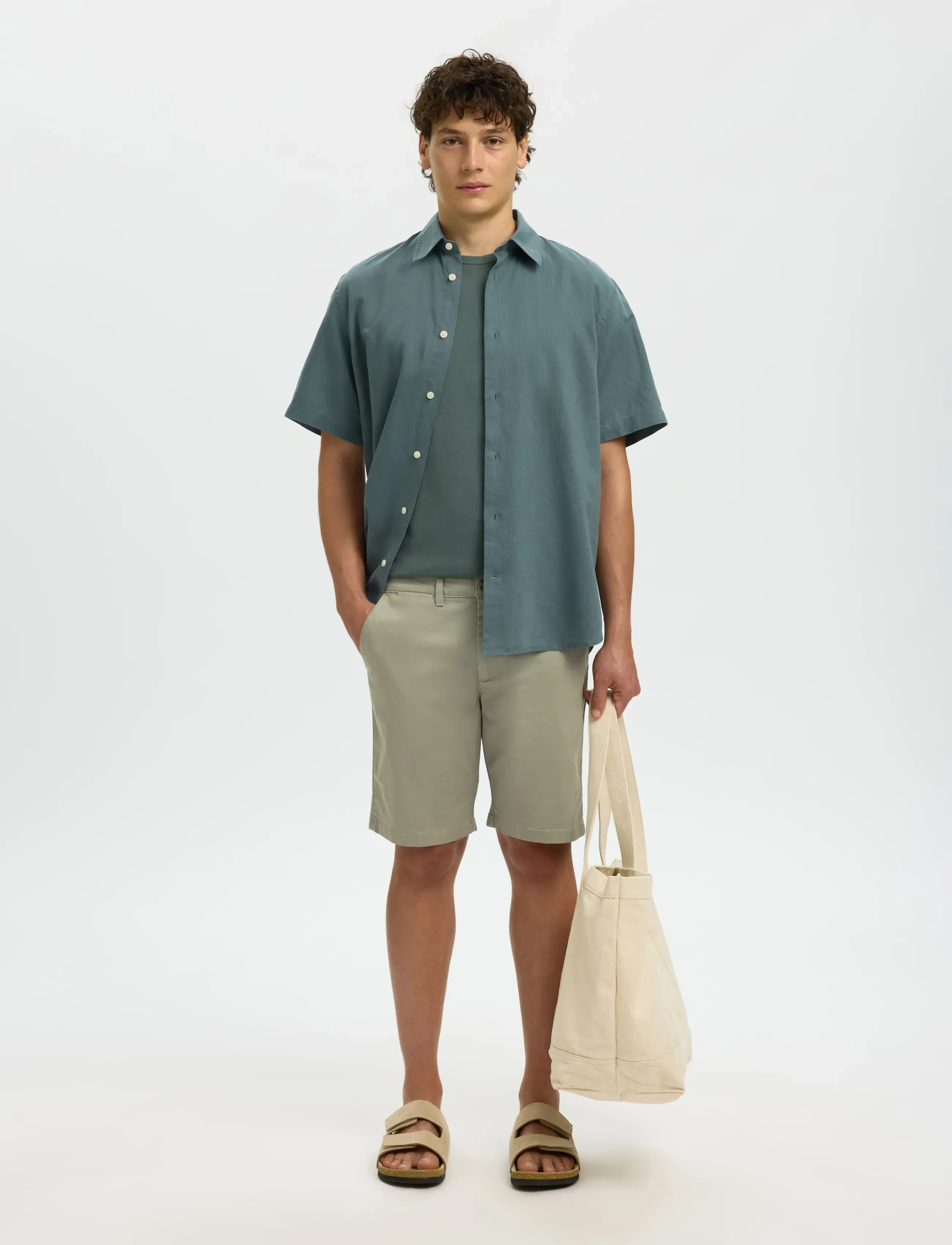 Selected - SLMSLIM-MILES FLEX SHORTS NOOS - chinos shorts - vetiver - 5
