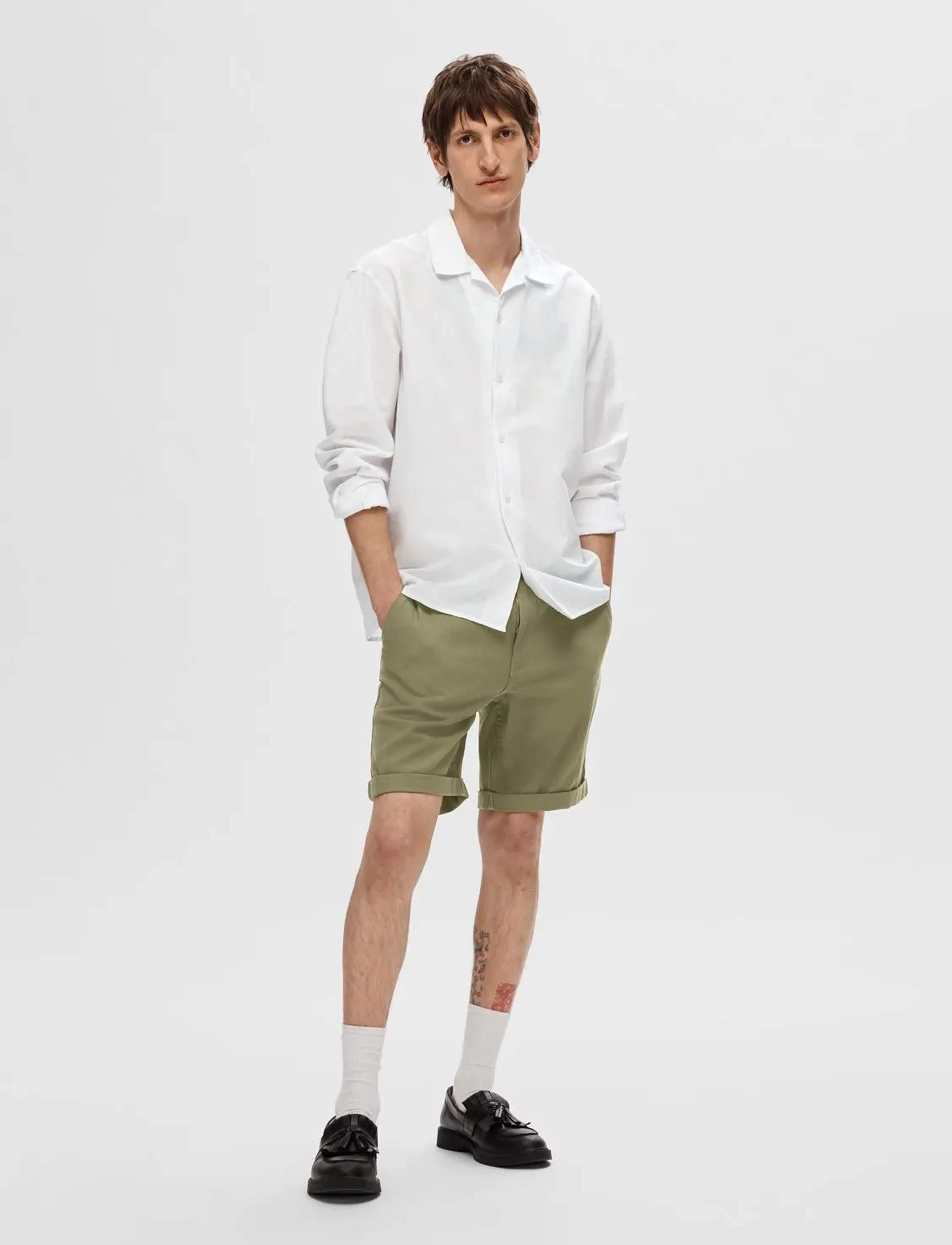 Selected - SLMSLIM-LUTON MILES FLEX SHORTS NOOS - laveste priser - burnt olive - 3