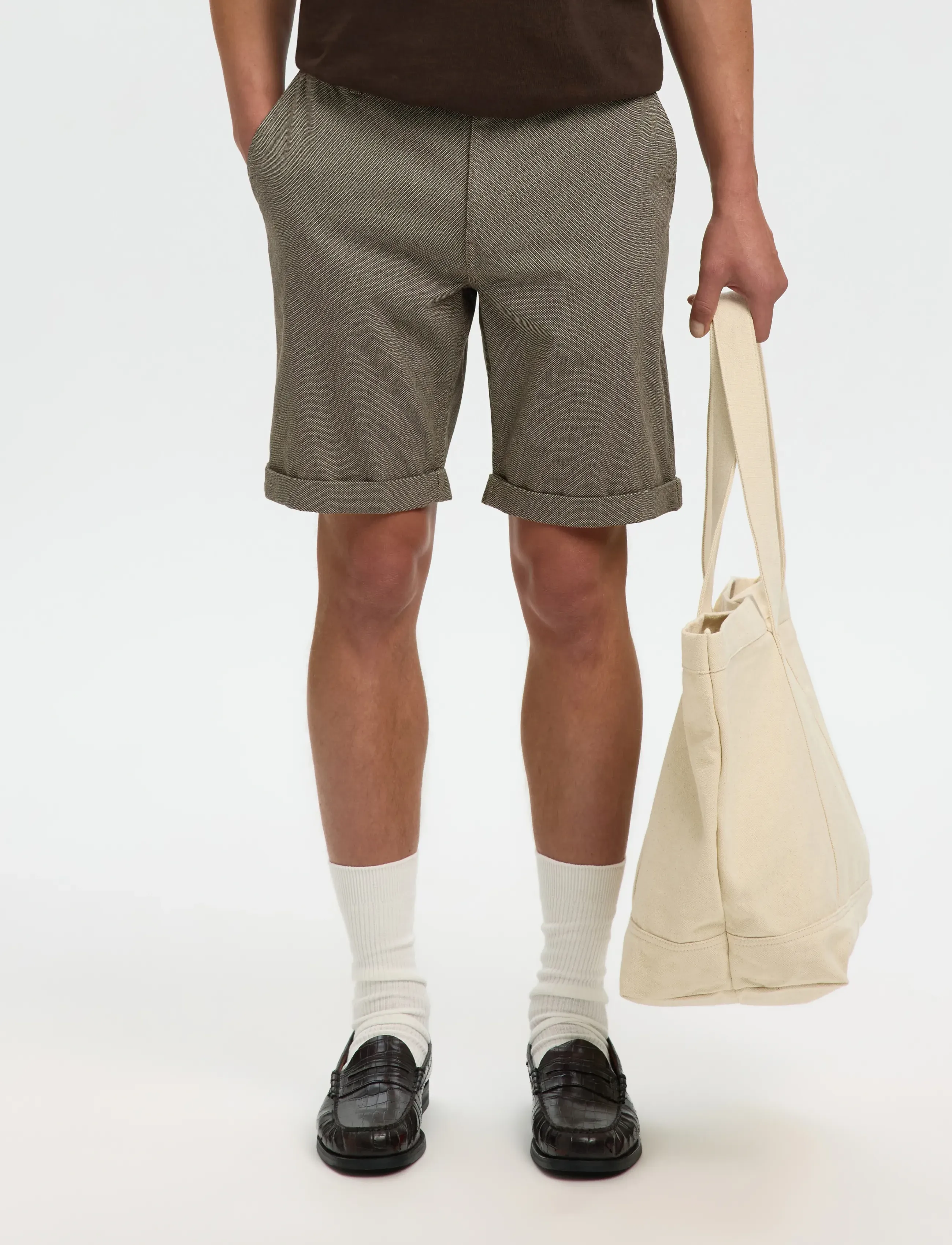 Selected Slmslim-Luton Miles Flex Shorts Noos, S, Brown, Shorts > Chinoshorts, Herre