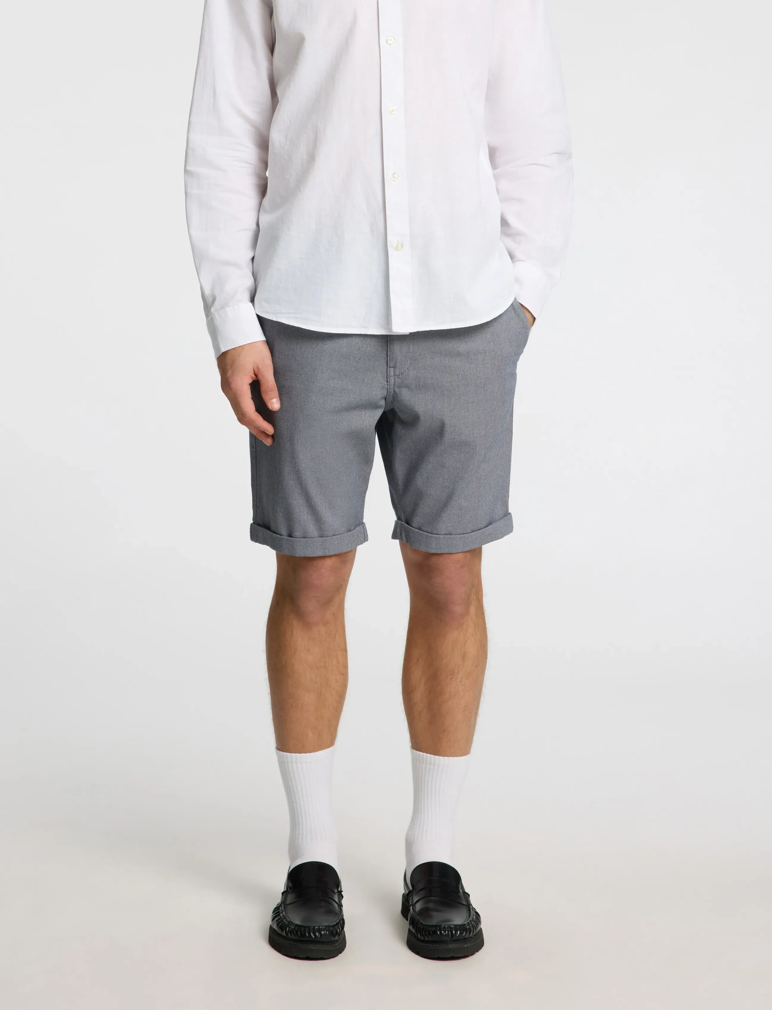 Selected Slmslim-Luton Miles Flex Shorts Noos, M, Grey, Shorts > Chinoshorts, Herre