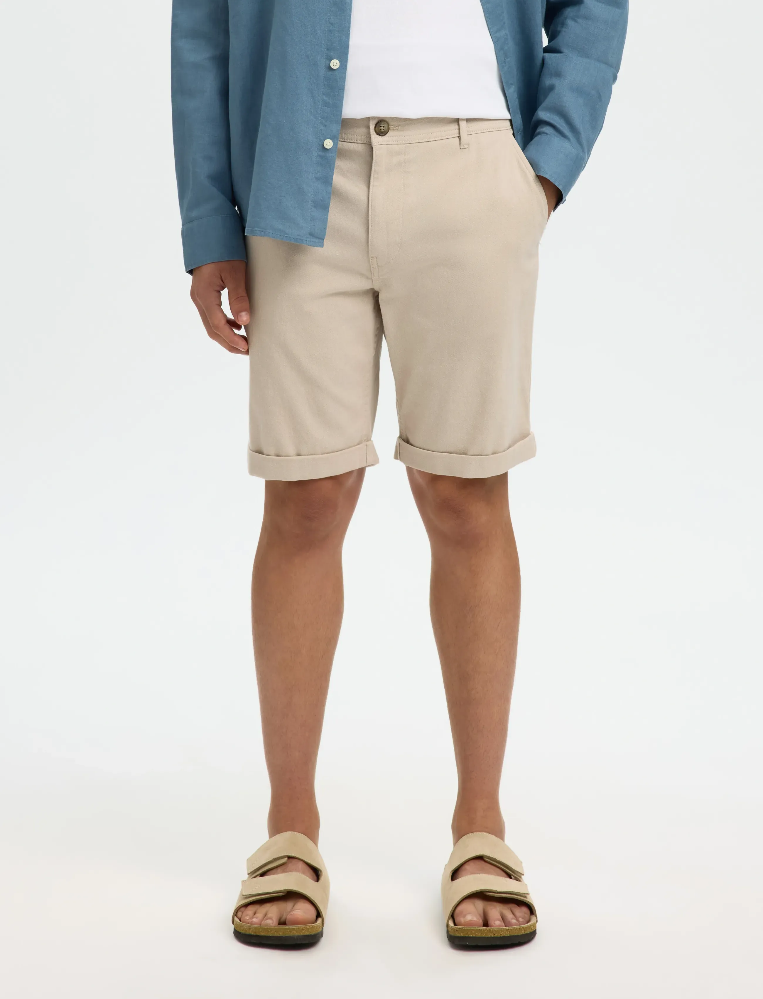 Selected Slmslim-Luton Miles Flex Shorts Noos, XXL, Beige, Shorts > Chinoshorts, Herre