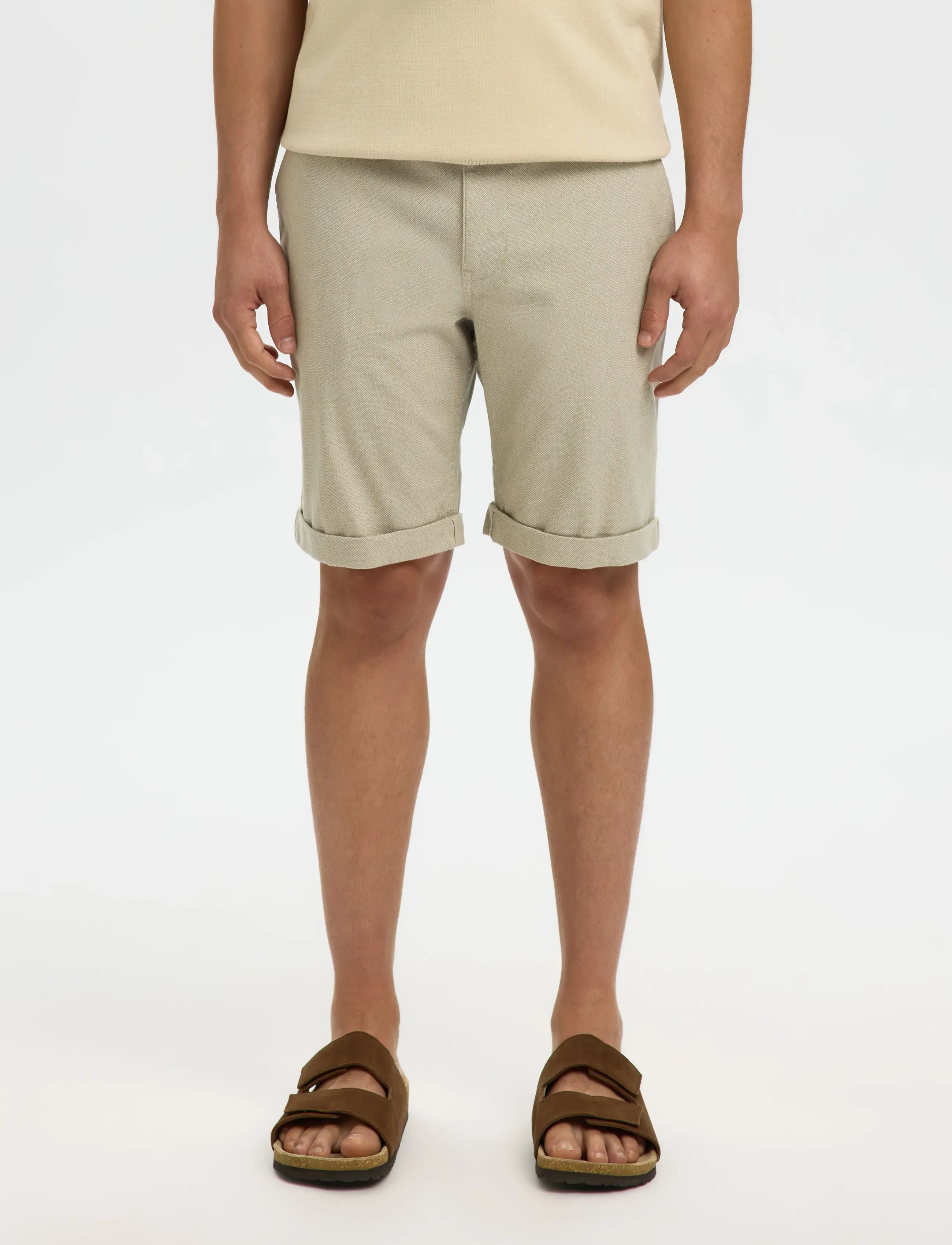 Selected Slmslim-Luton Miles Flex Shorts Noos, M, Beige, Shorts > Chinoshorts, Herre
