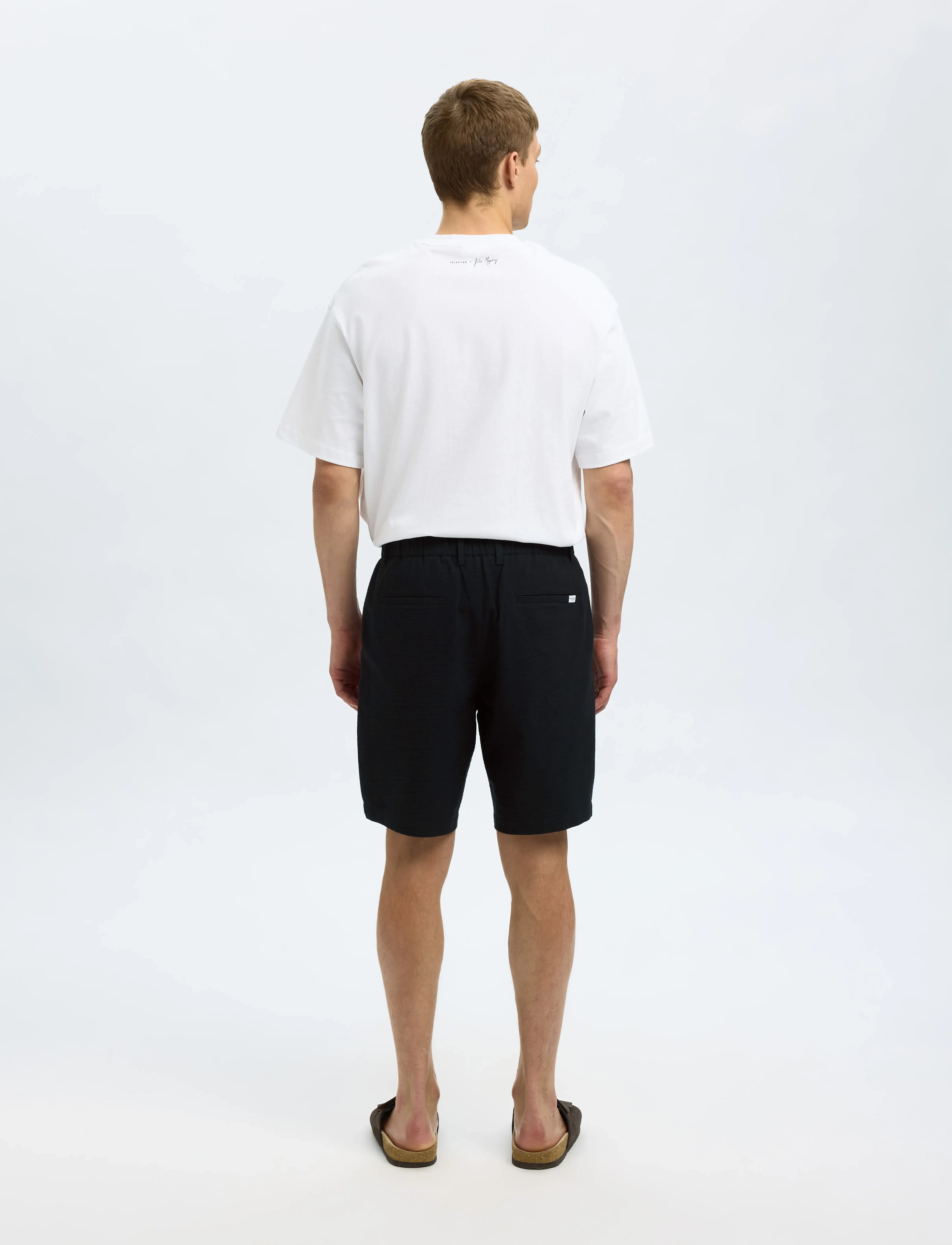 Selected - SLHREGULAR-KARL SEERSUCKER SHORTS NOOS - casual shorts - black - 2