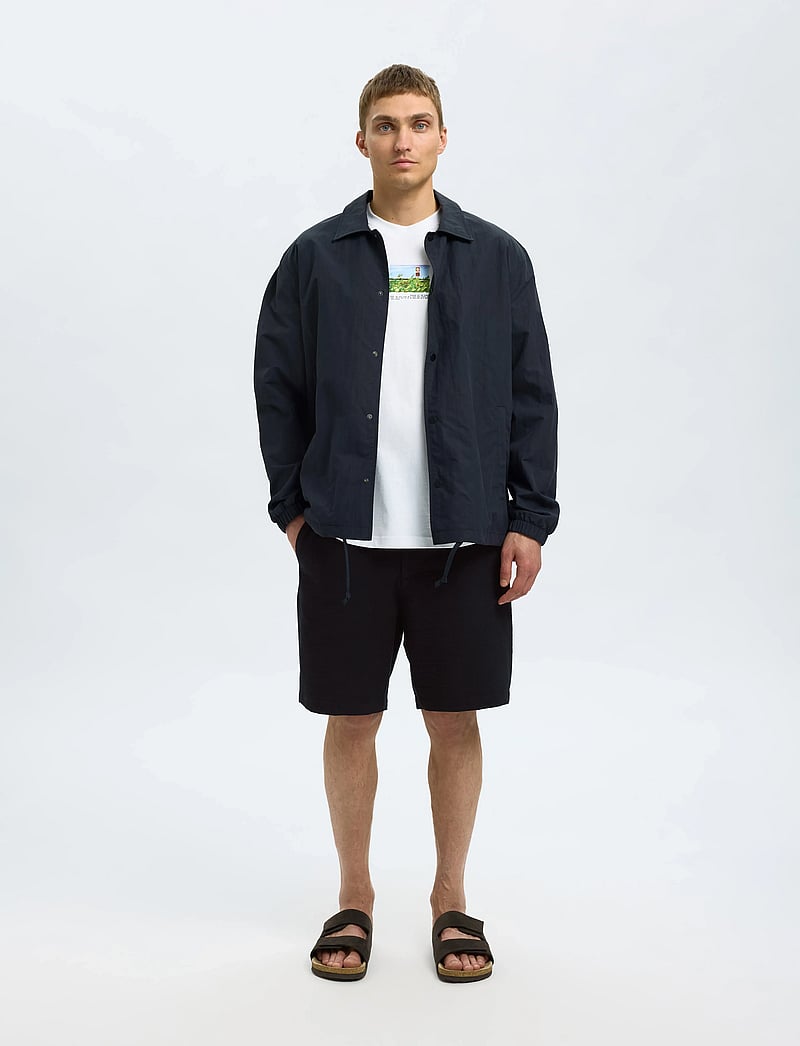 Selected - SLHREGULAR-KARL SEERSUCKER SHORTS NOOS - casual shorts - black - 4