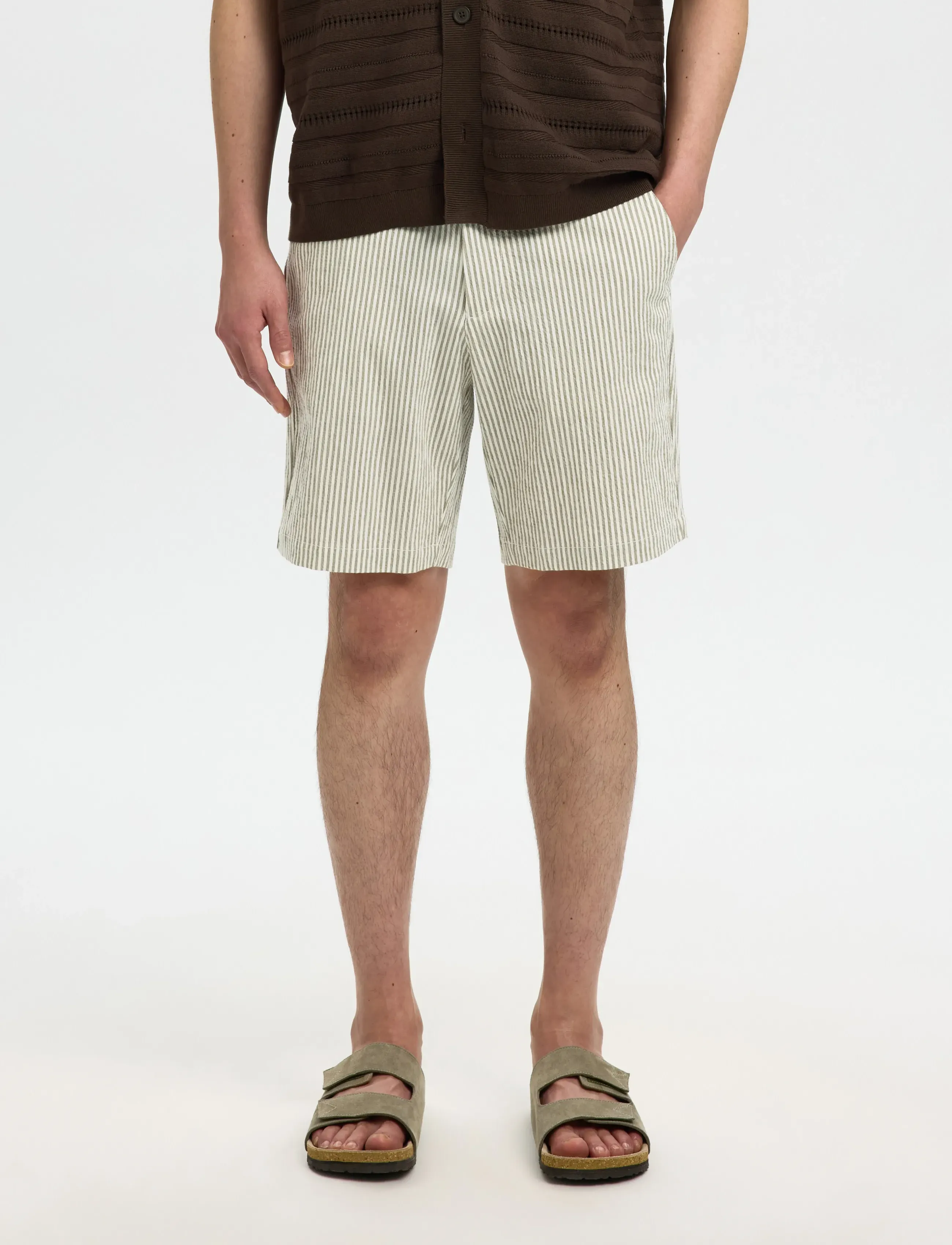 Slhregular-Karl Seersucker Shorts