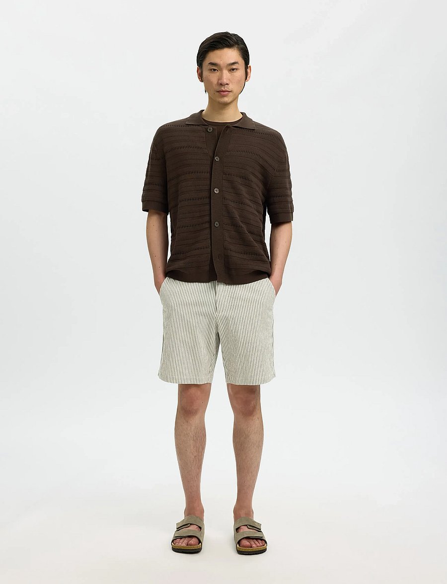 Selected - SLHREGULAR-KARL SEERSUCKER SHORTS NOOS - casual shorts - deep lichen green - 3