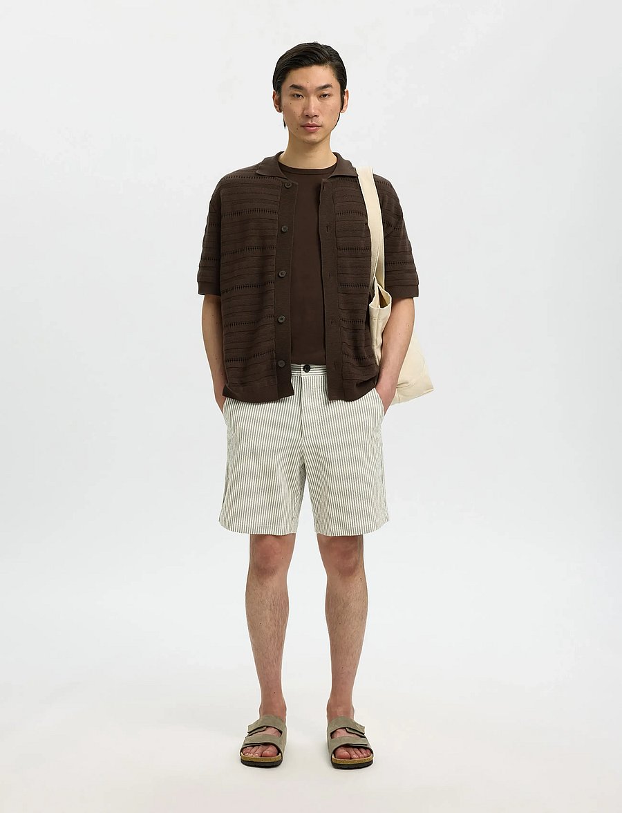 Selected - SLHREGULAR-KARL SEERSUCKER SHORTS NOOS - casual shorts - deep lichen green - 5
