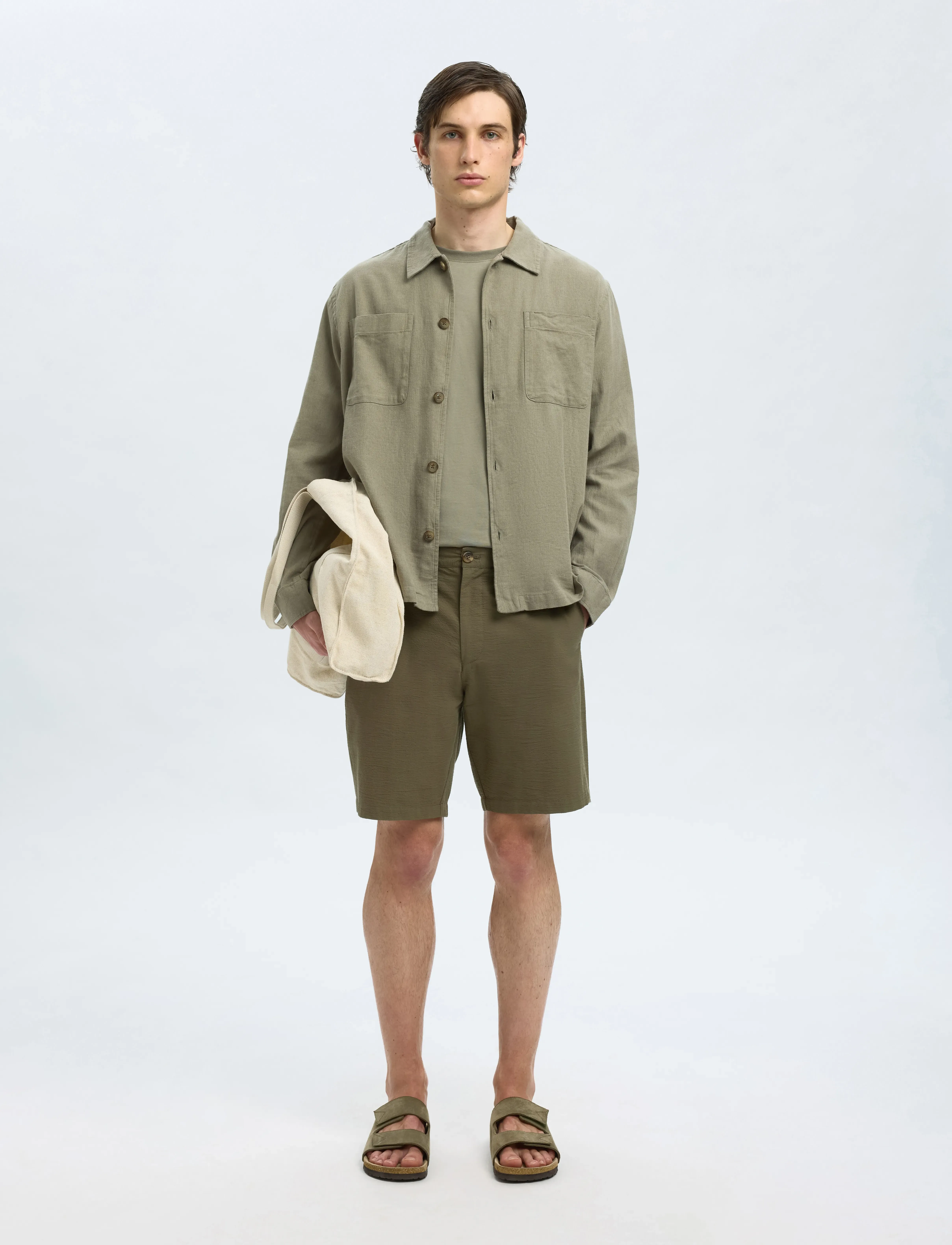 Selected - SLHREGULAR-KARL SEERSUCKER SHORTS NOOS - casual shorts - kalamata - 4