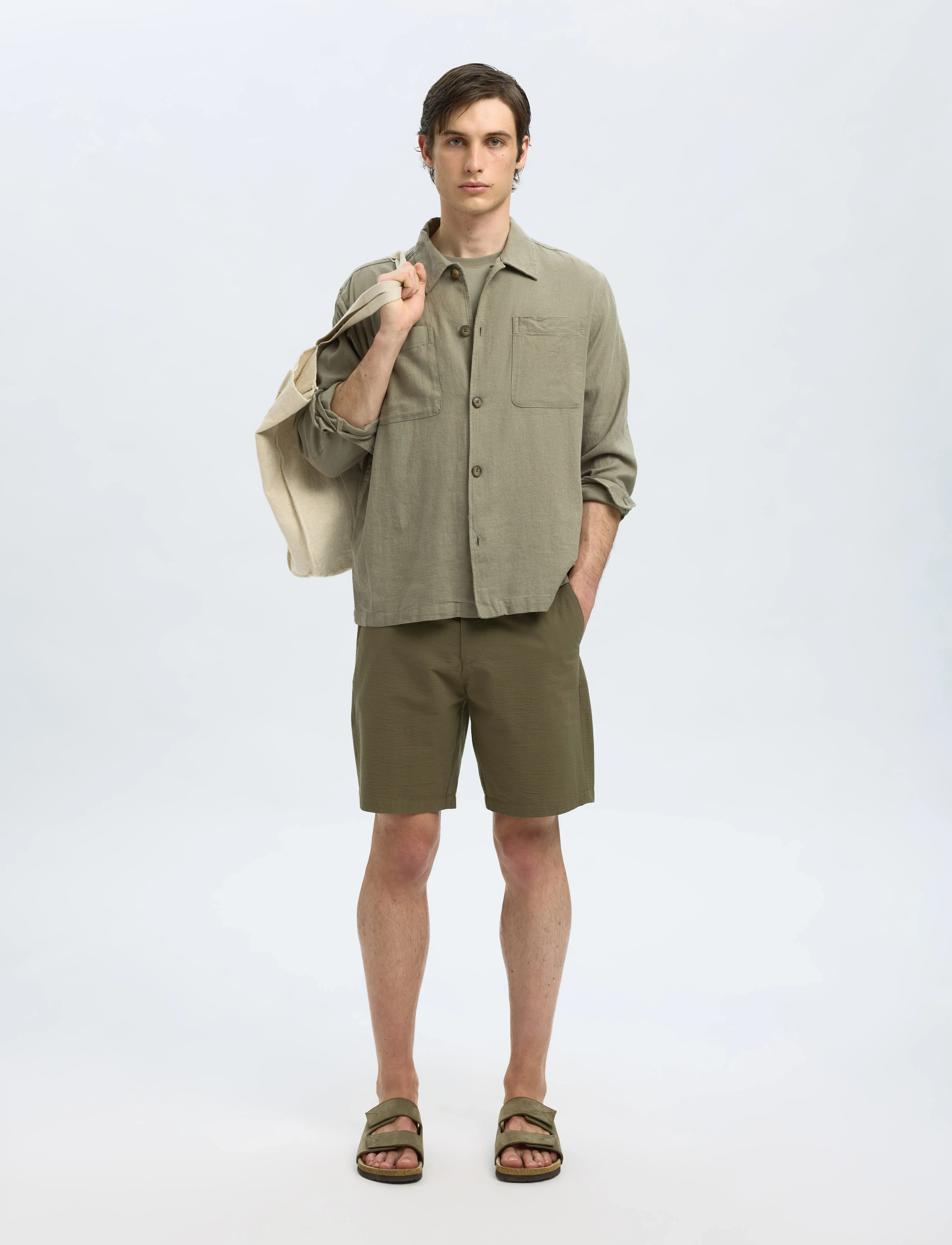 Selected - SLHREGULAR-KARL SEERSUCKER SHORTS NOOS - casual shorts - kalamata - 5