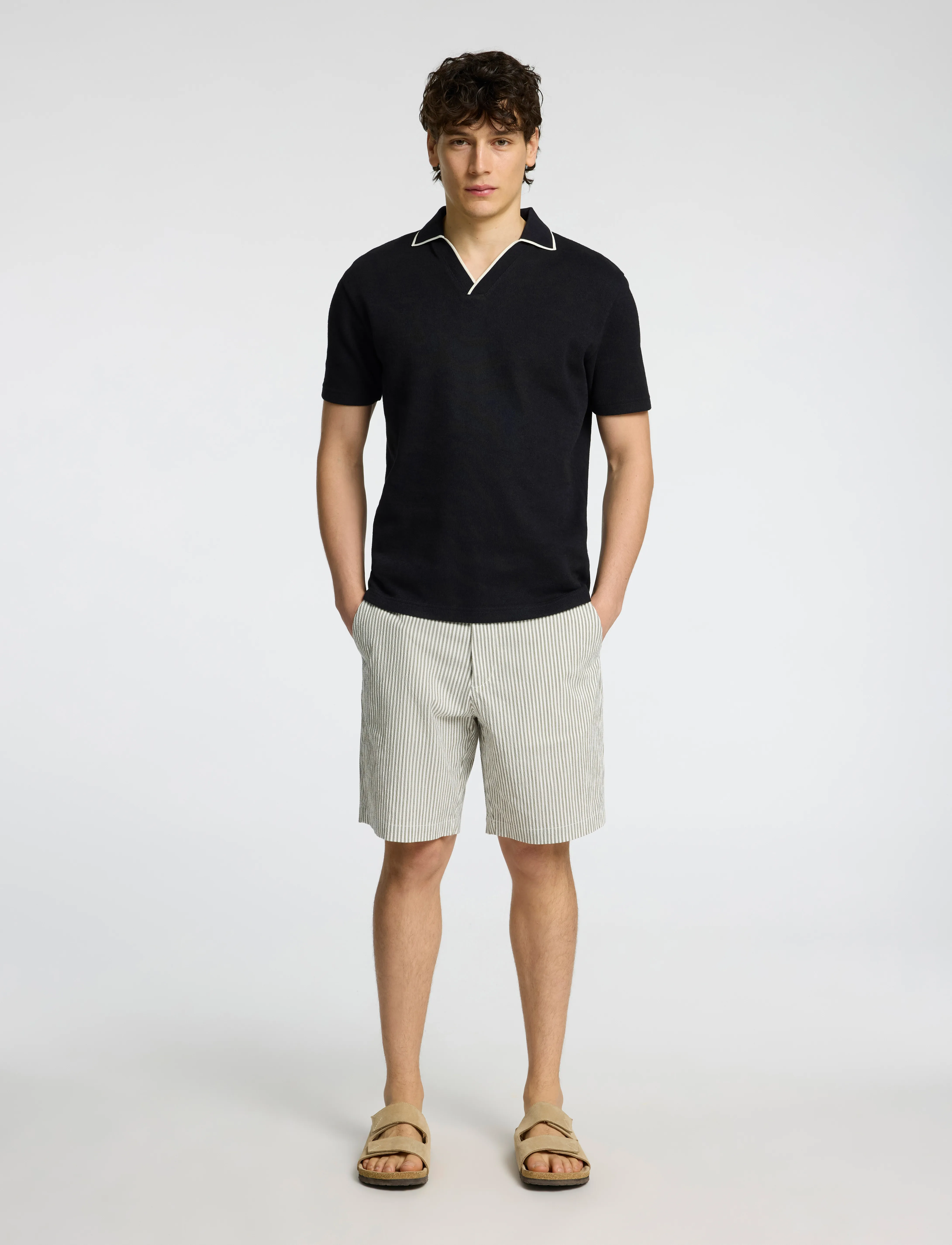 Selected Slhregular-Karl Seersucker Shorts Noos, M, Shorts, Grün - Casual, Männerswear