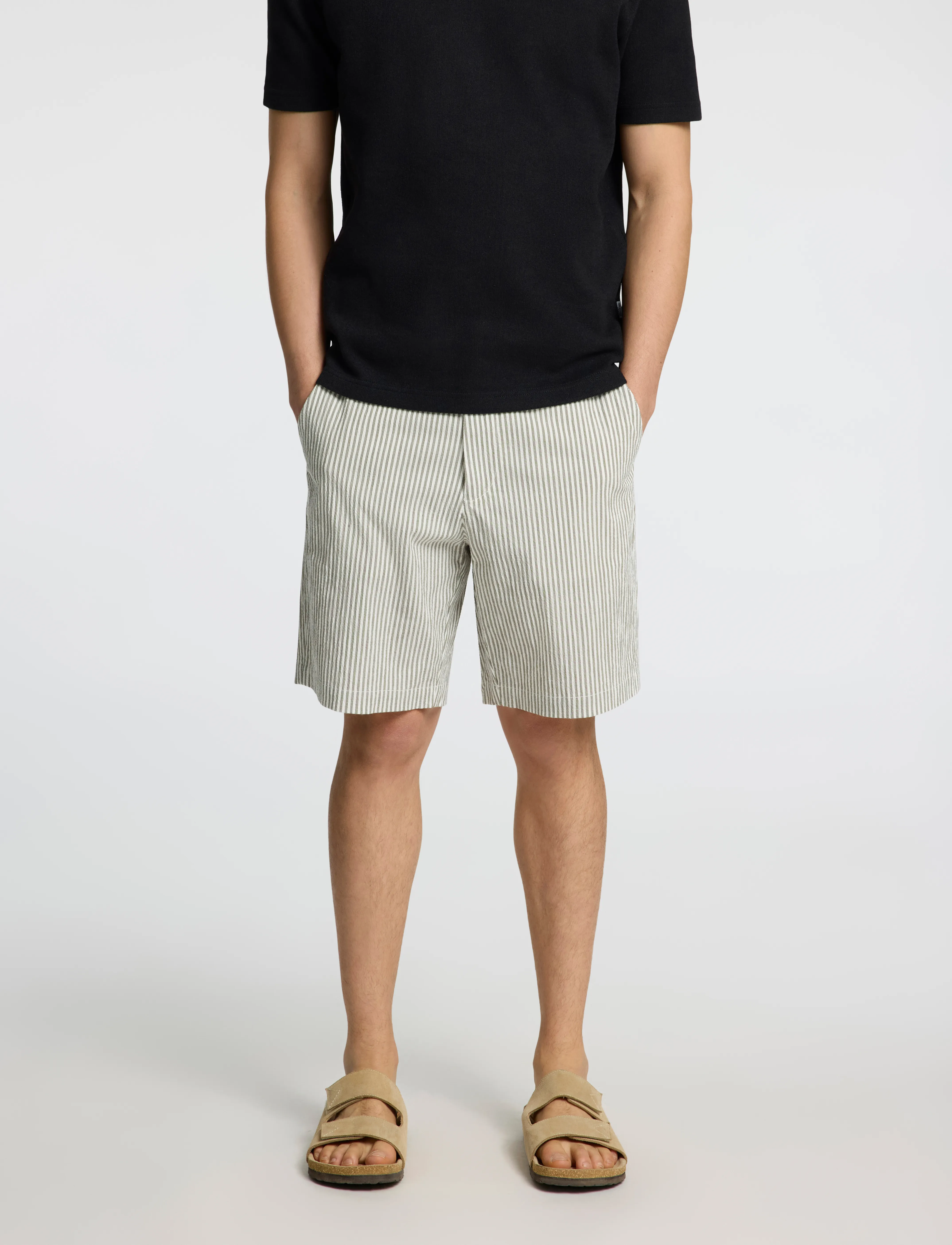 Selected - SLHREGULAR-KARL SEERSUCKER SHORTS NOOS - krótkie spodenki - kalamata - 5