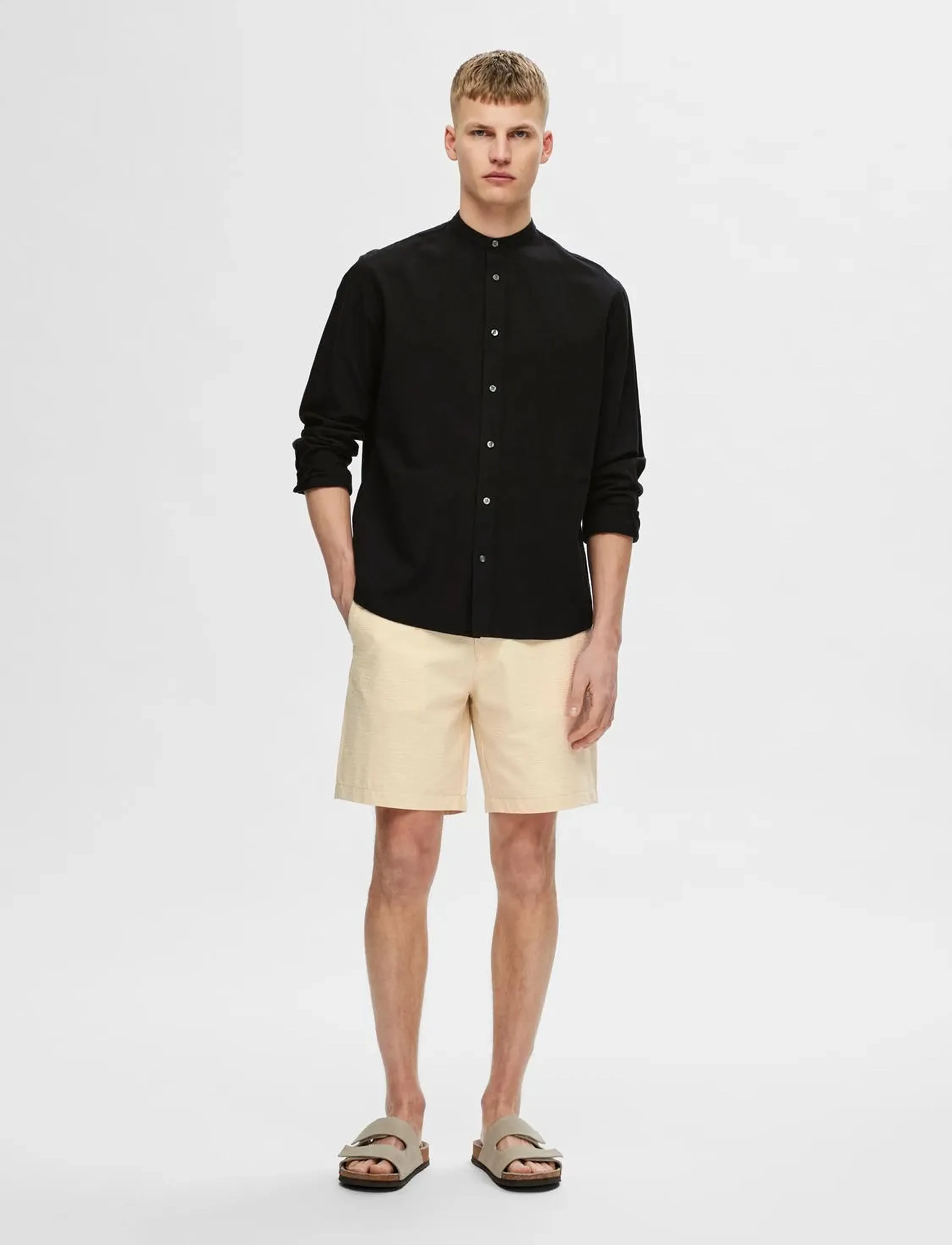 Selected - SLHREGULAR-KARL SEERSUCKER SHORTS NOOS - laveste priser - oatmeal - 3