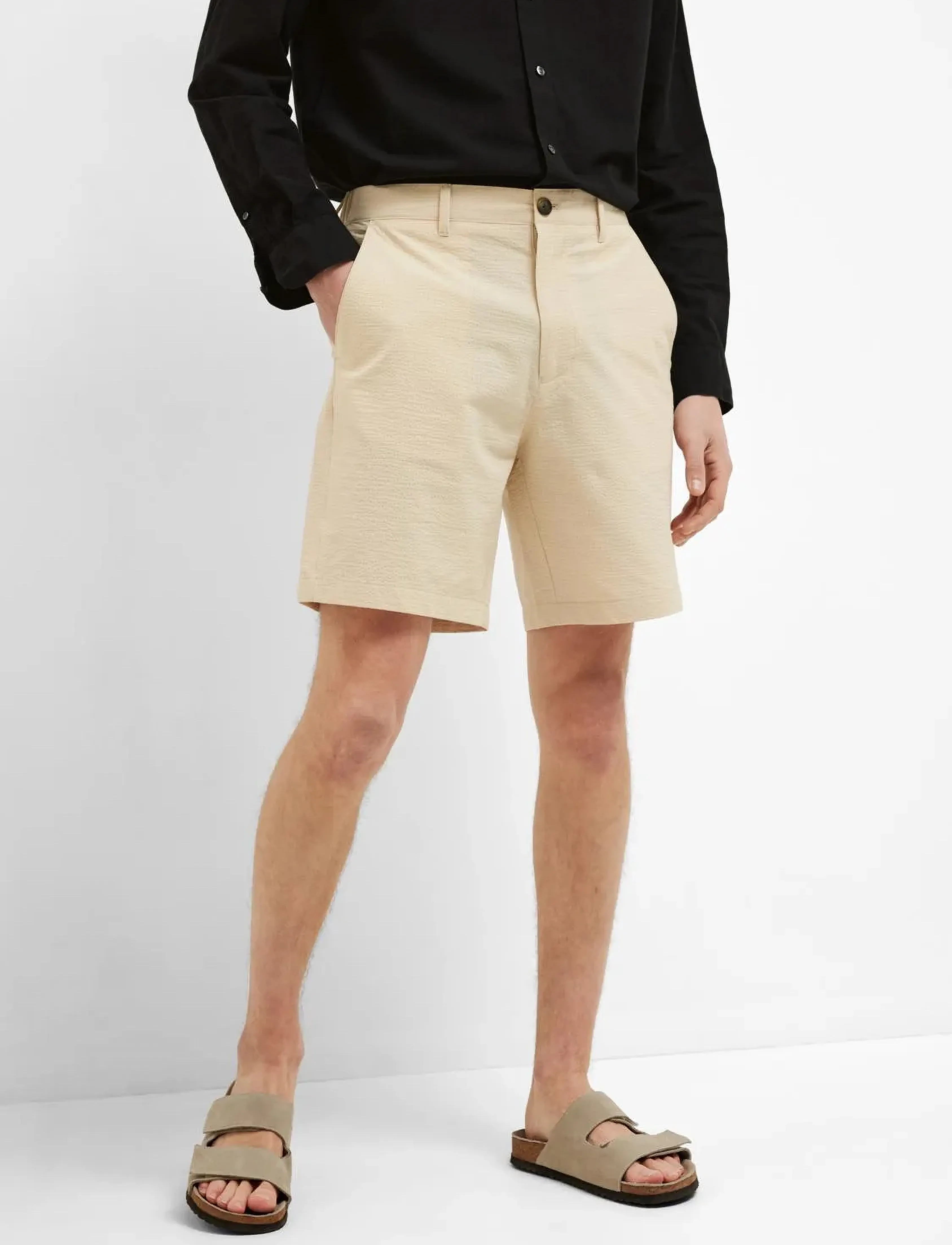 Selected - SLHREGULAR-KARL SEERSUCKER SHORTS NOOS - laveste priser - oatmeal - 4