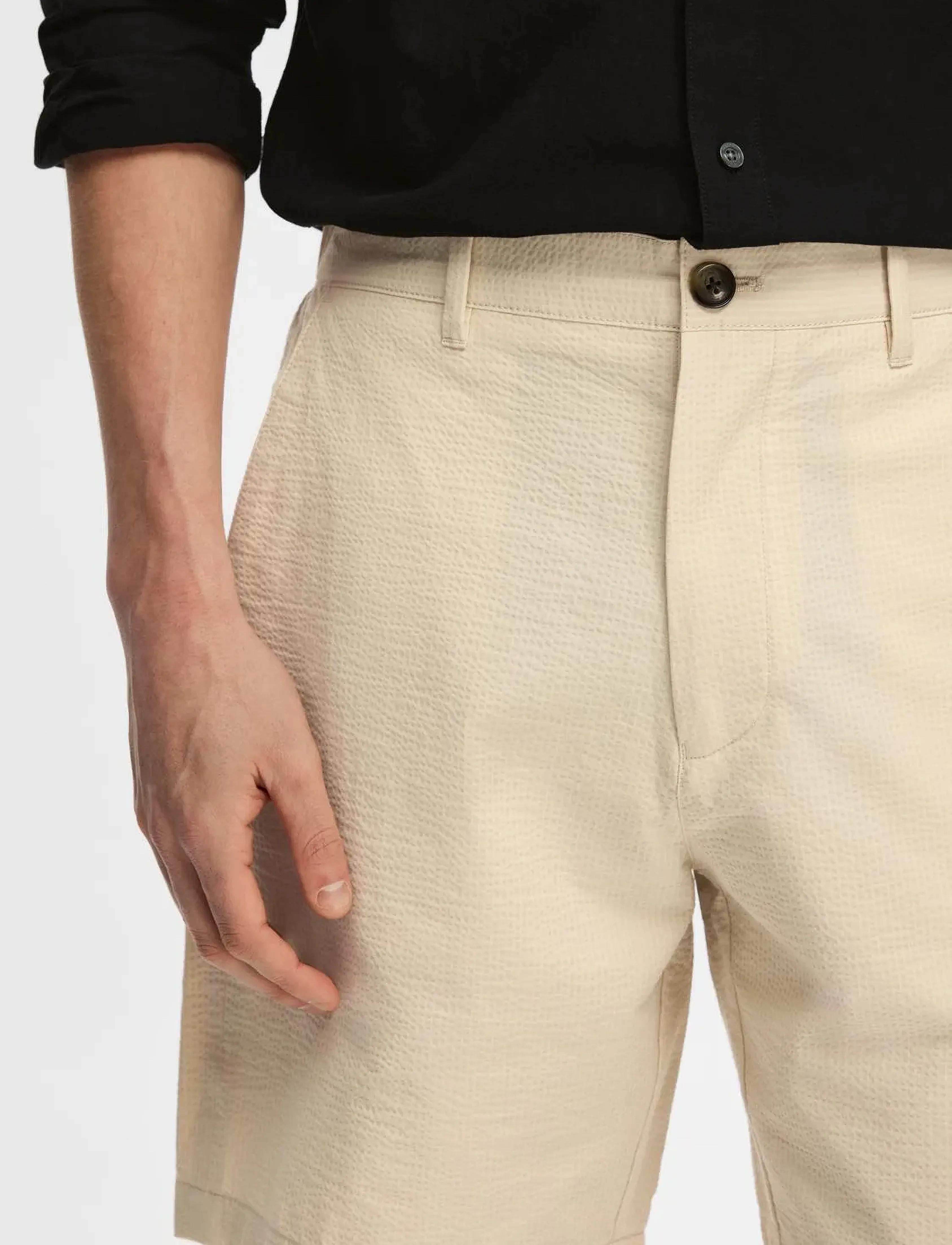 Selected - SLHREGULAR-KARL SEERSUCKER SHORTS NOOS - laveste priser - oatmeal - 5