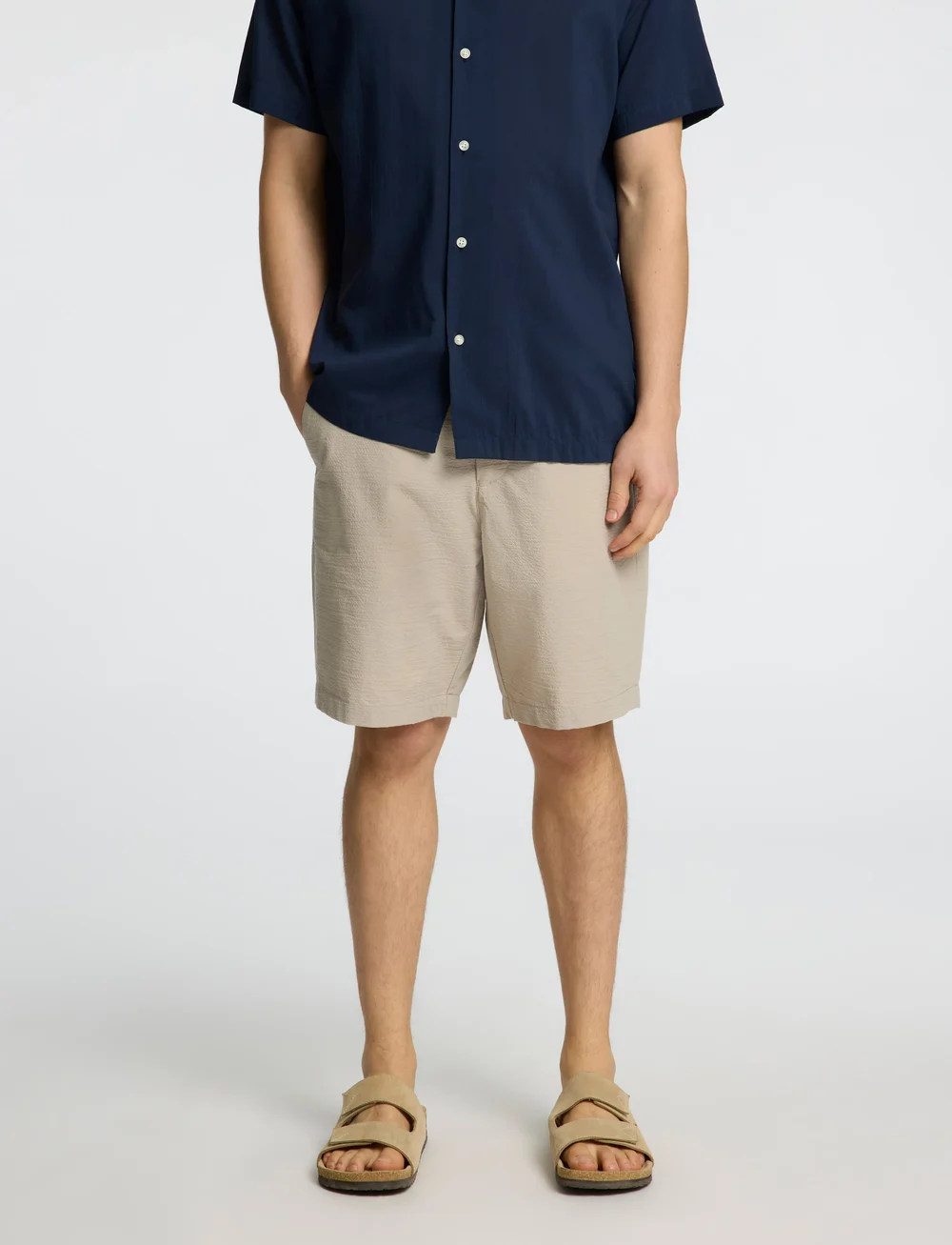 Selected - SLHREGULAR-KARL SEERSUCKER SHORTS - casual shorts - pure cashmere - 0