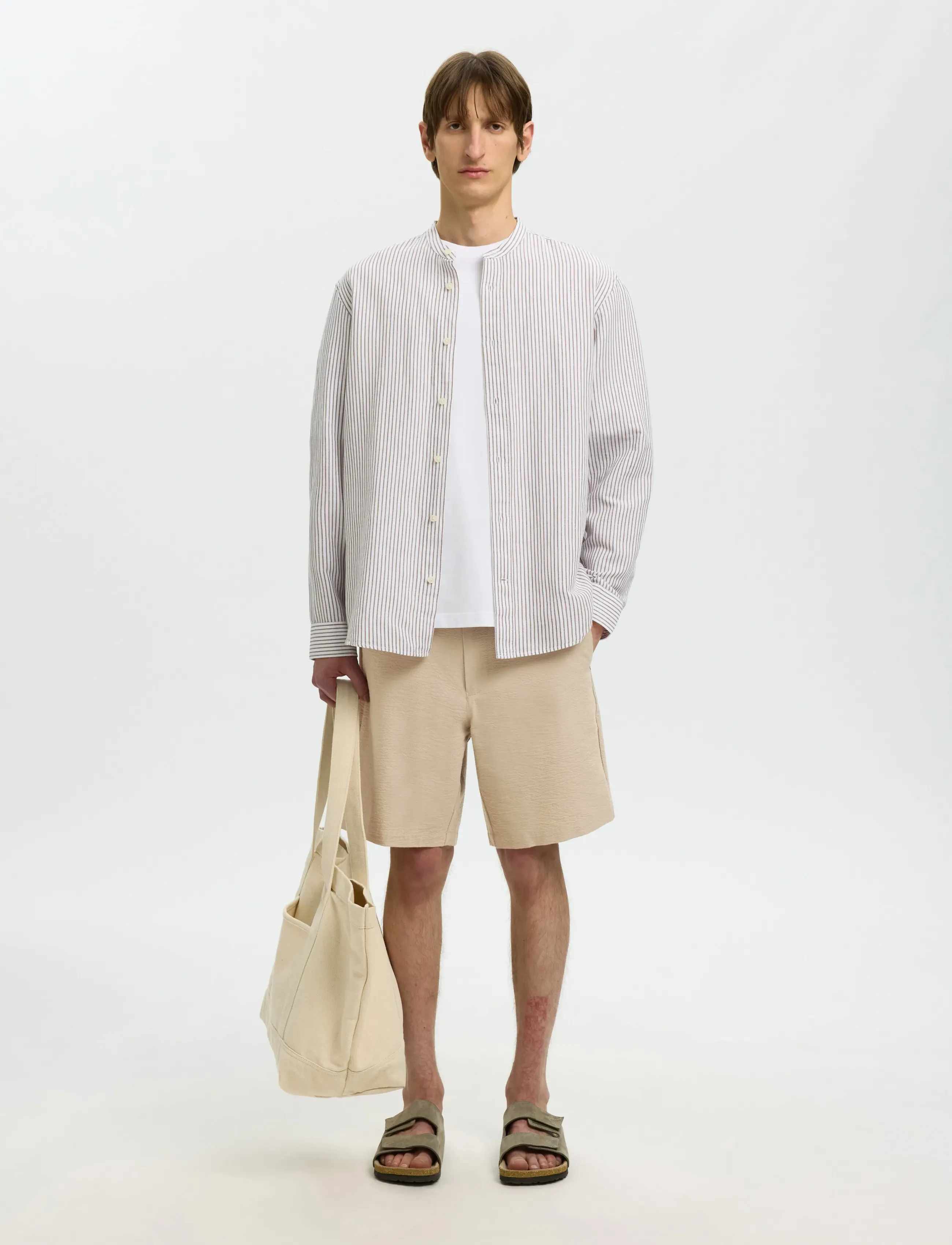 Selected - SLHREGULAR-KARL SEERSUCKER SHORTS NOOS - casual shorts - pure cashmere - 5