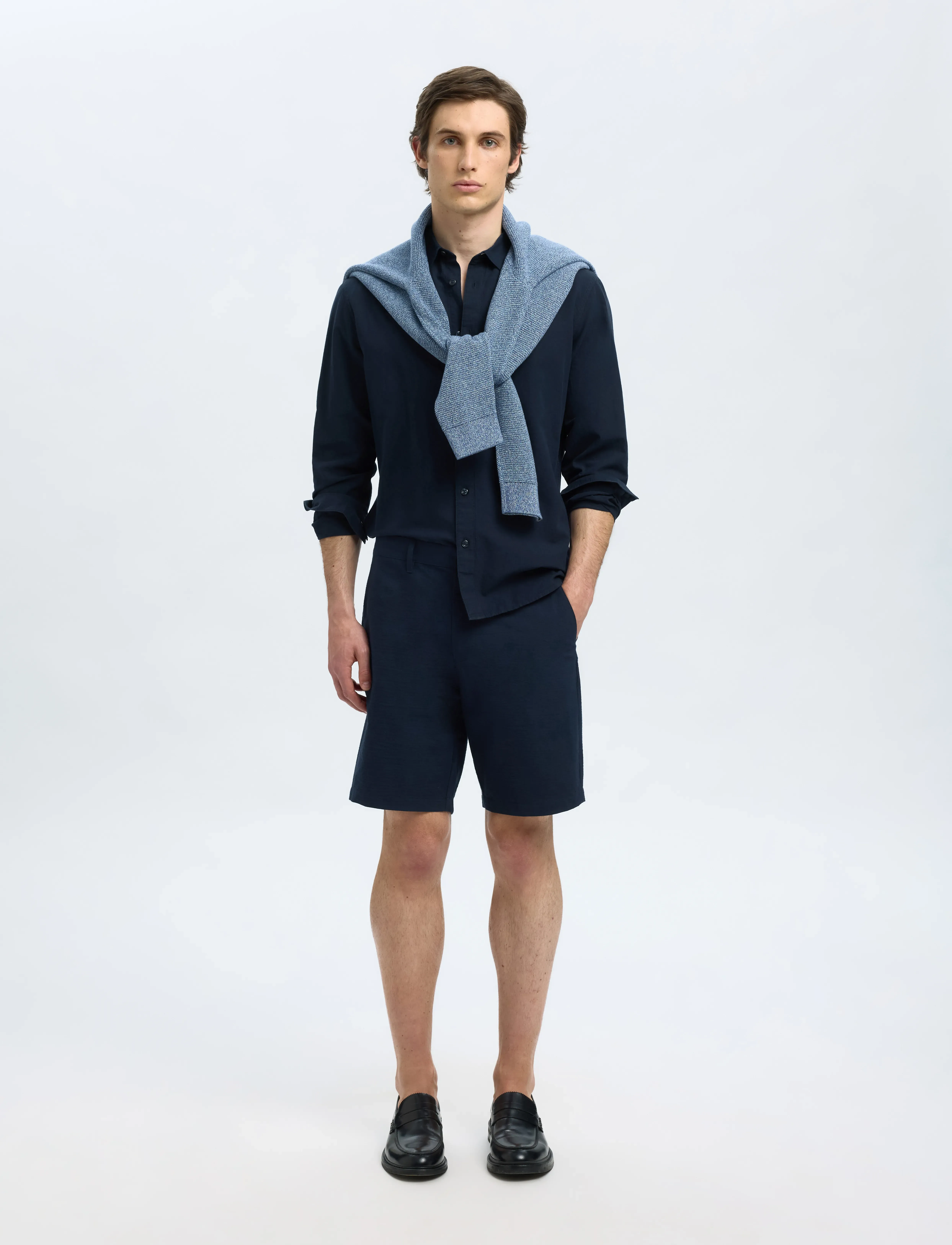 Selected - SLHREGULAR-KARL SEERSUCKER SHORTS NOOS - laveste priser - sky captain - 3