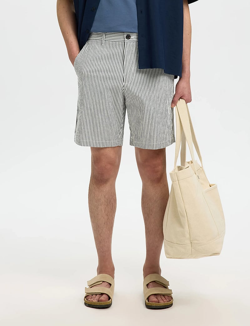 Selected - SLHREGULAR-KARL SEERSUCKER SHORTS - casual shorts - sky captain - 0