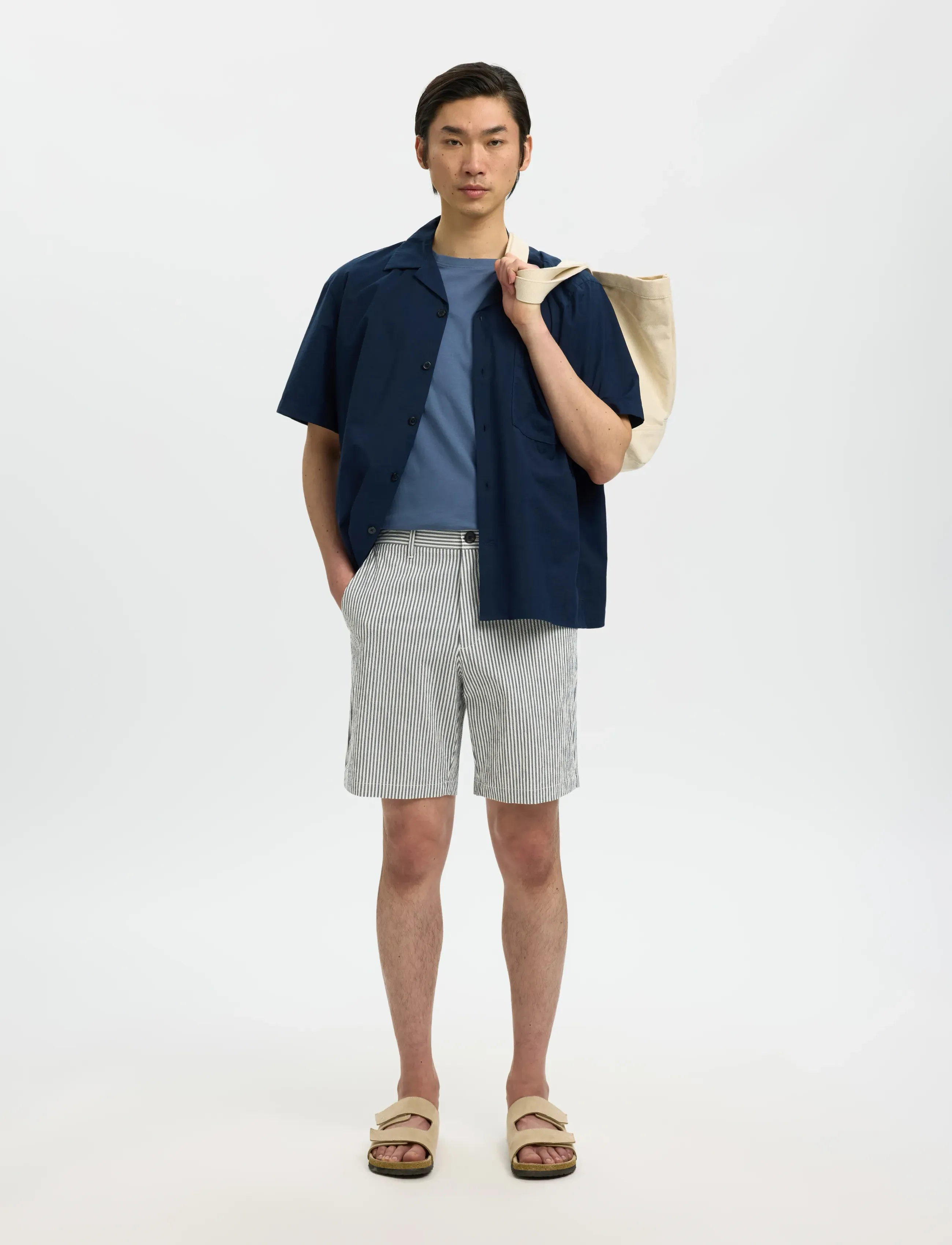 Selected - SLHREGULAR-KARL SEERSUCKER SHORTS NOOS - casual shorts - sky captain - 5