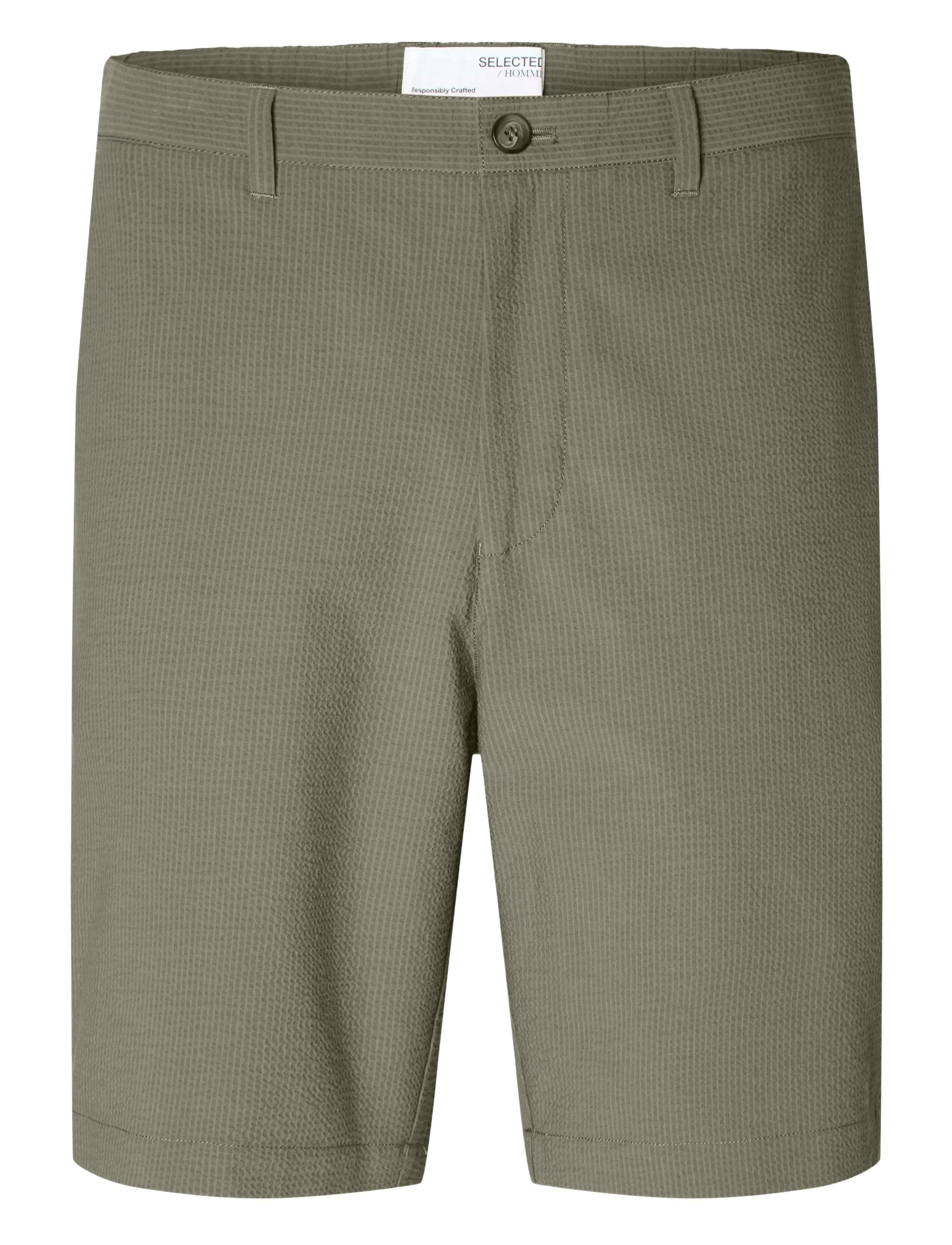 Selected SLHREGULAR-KARL SEERSUCKER SHORTS NOOS - Casual shorts - VETIVER / green