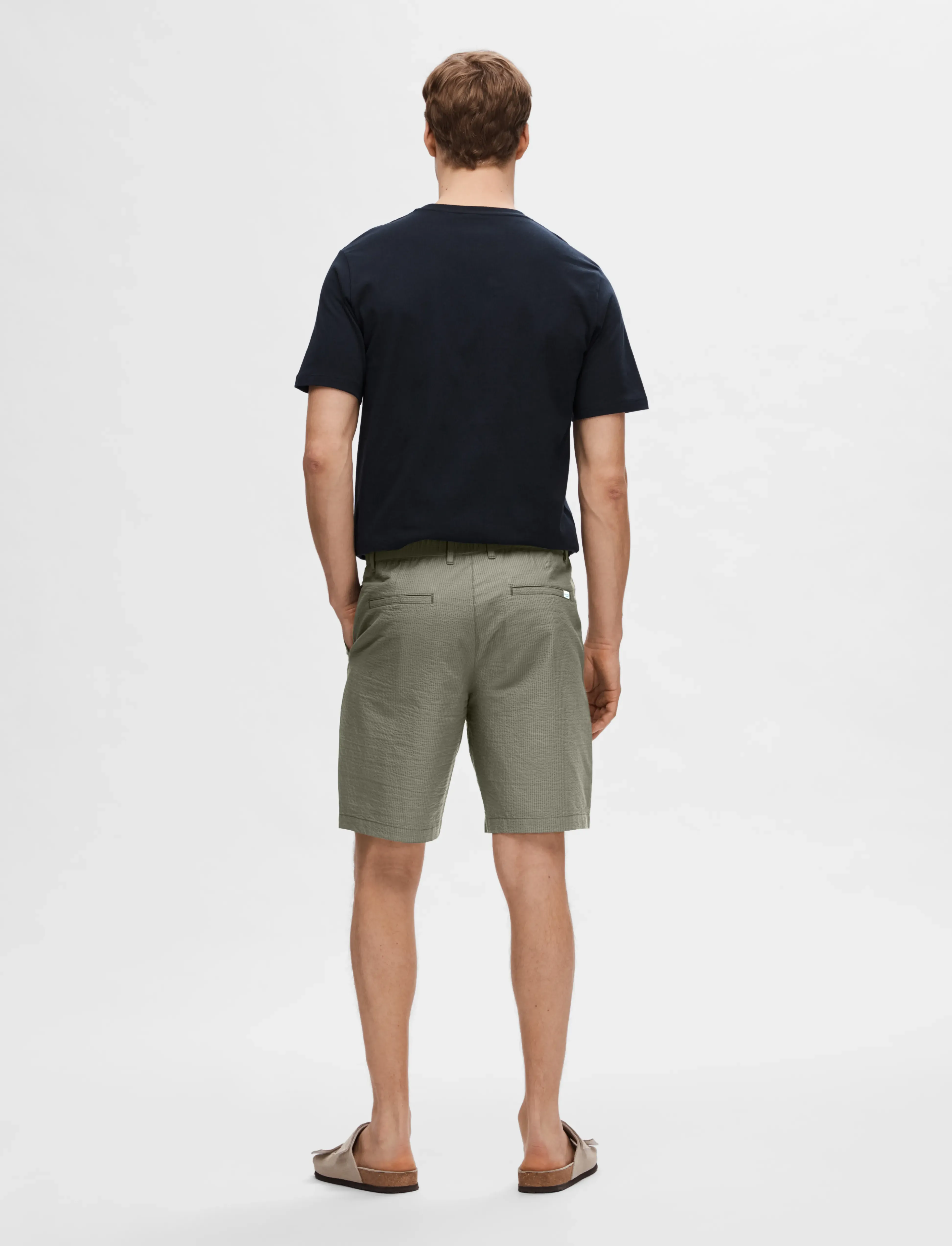 Selected - SLHREGULAR-KARL SEERSUCKER SHORTS NOOS - laveste priser - vetiver - 2