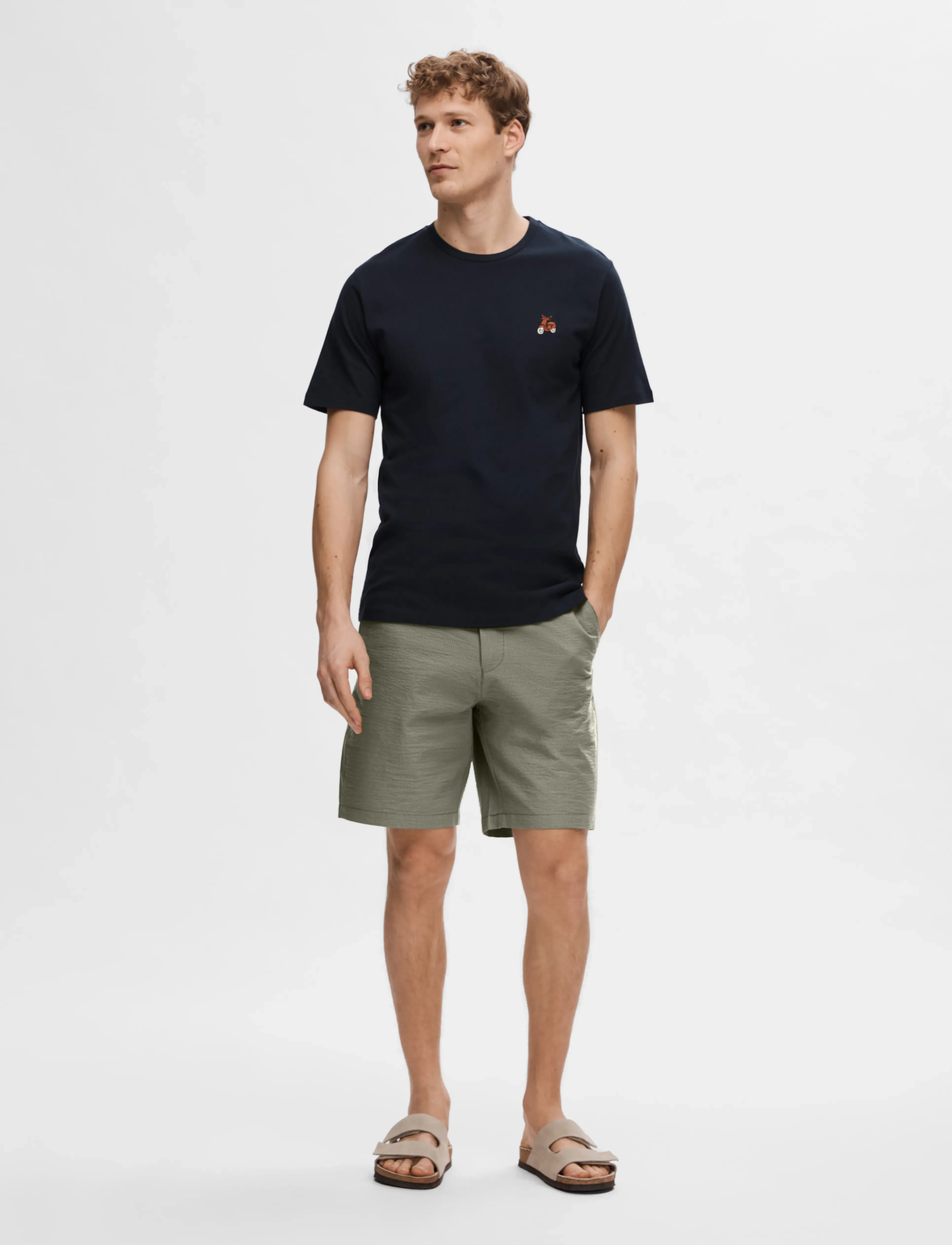 Selected - SLHREGULAR-KARL SEERSUCKER SHORTS NOOS - laveste priser - vetiver - 4