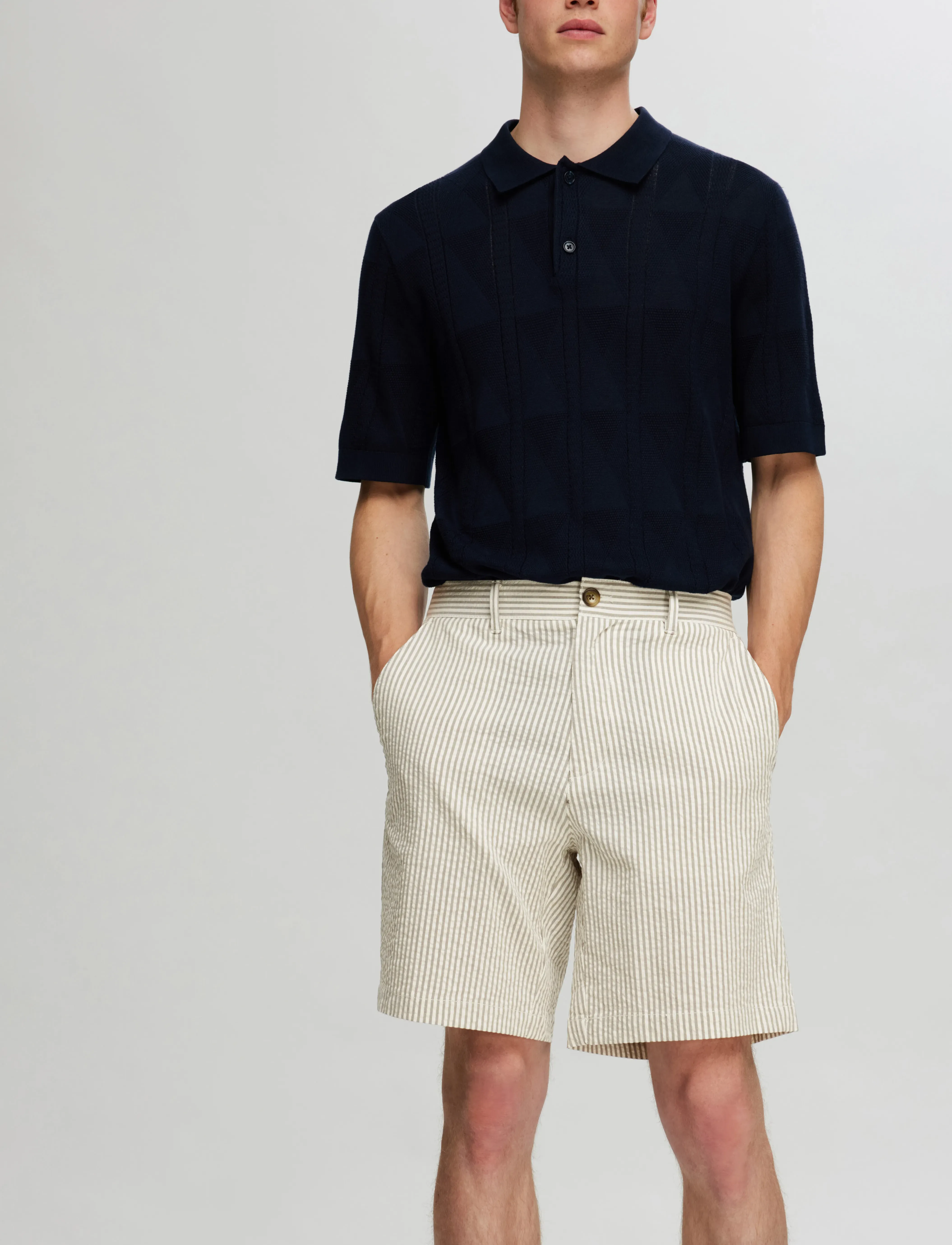 Selected - SLHREGULAR-KARL SEERSUCKER SHORTS NOOS - laveste priser - vetiver - 3