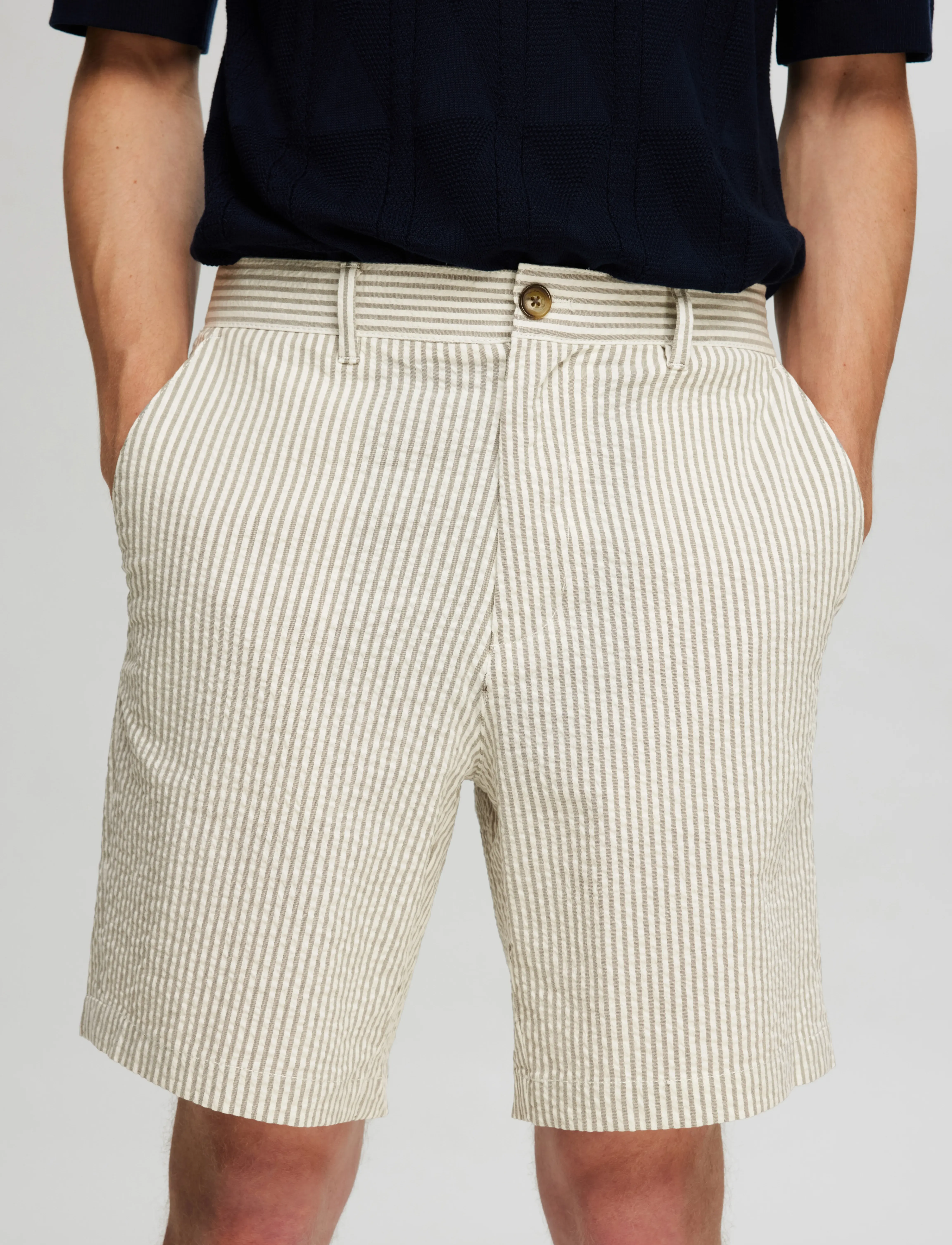 Selected - SLHREGULAR-KARL SEERSUCKER SHORTS NOOS - laveste priser - vetiver - 4