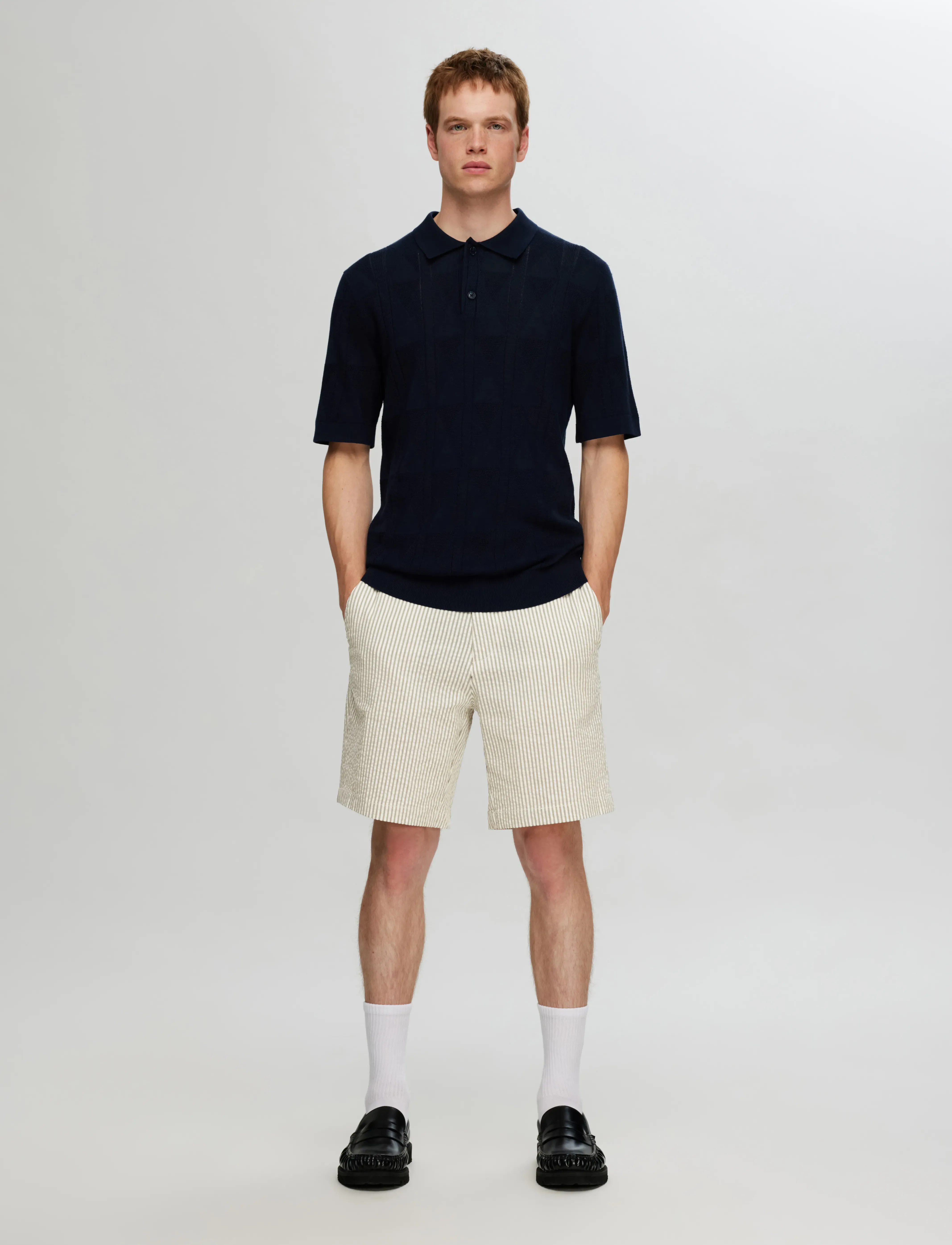 Selected - SLHREGULAR-KARL SEERSUCKER SHORTS NOOS - laveste priser - vetiver - 5