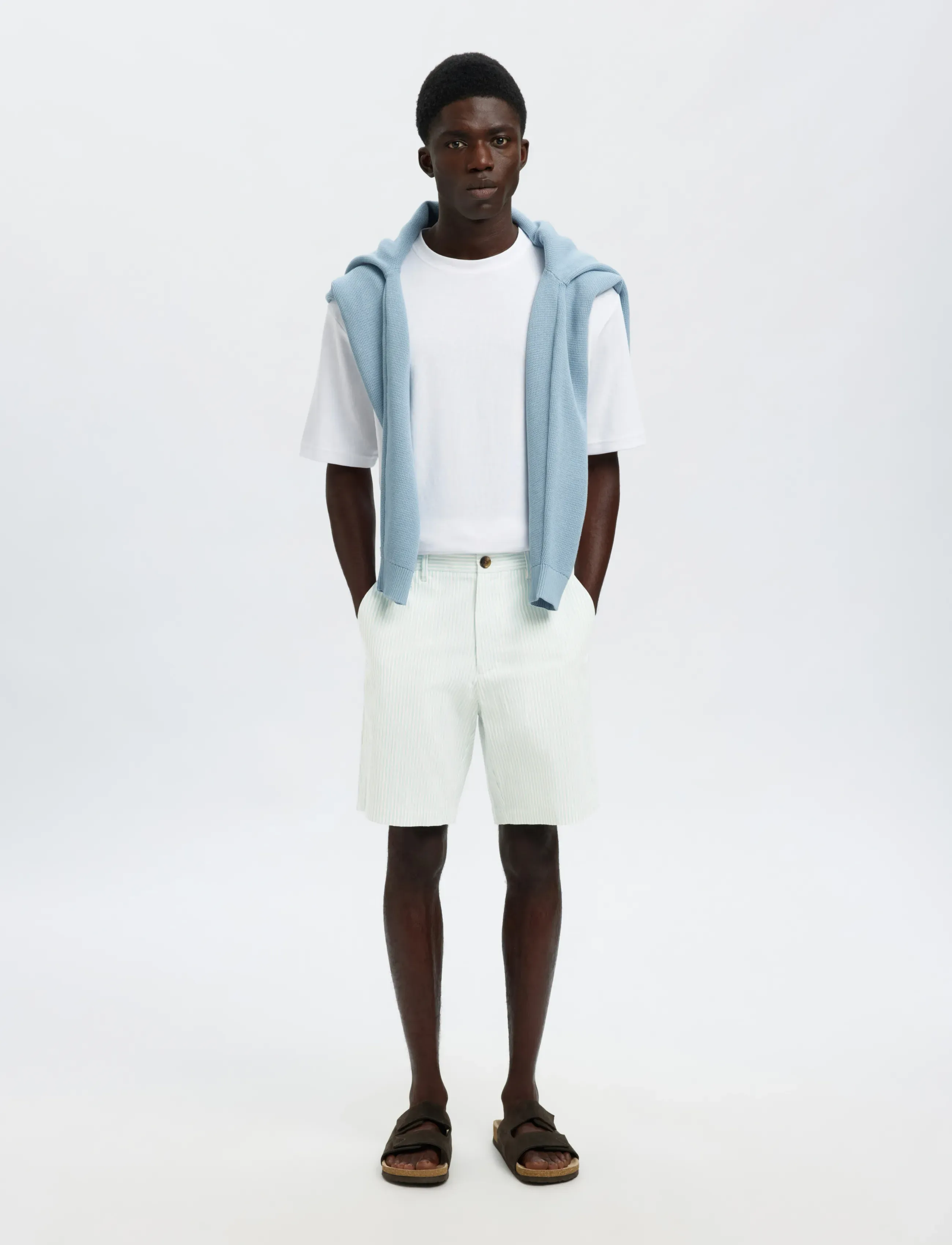 Selected - SLHREGULAR-KARL SEERSUCKER SHORTS NOOS - casual shorts - winter sky - 5