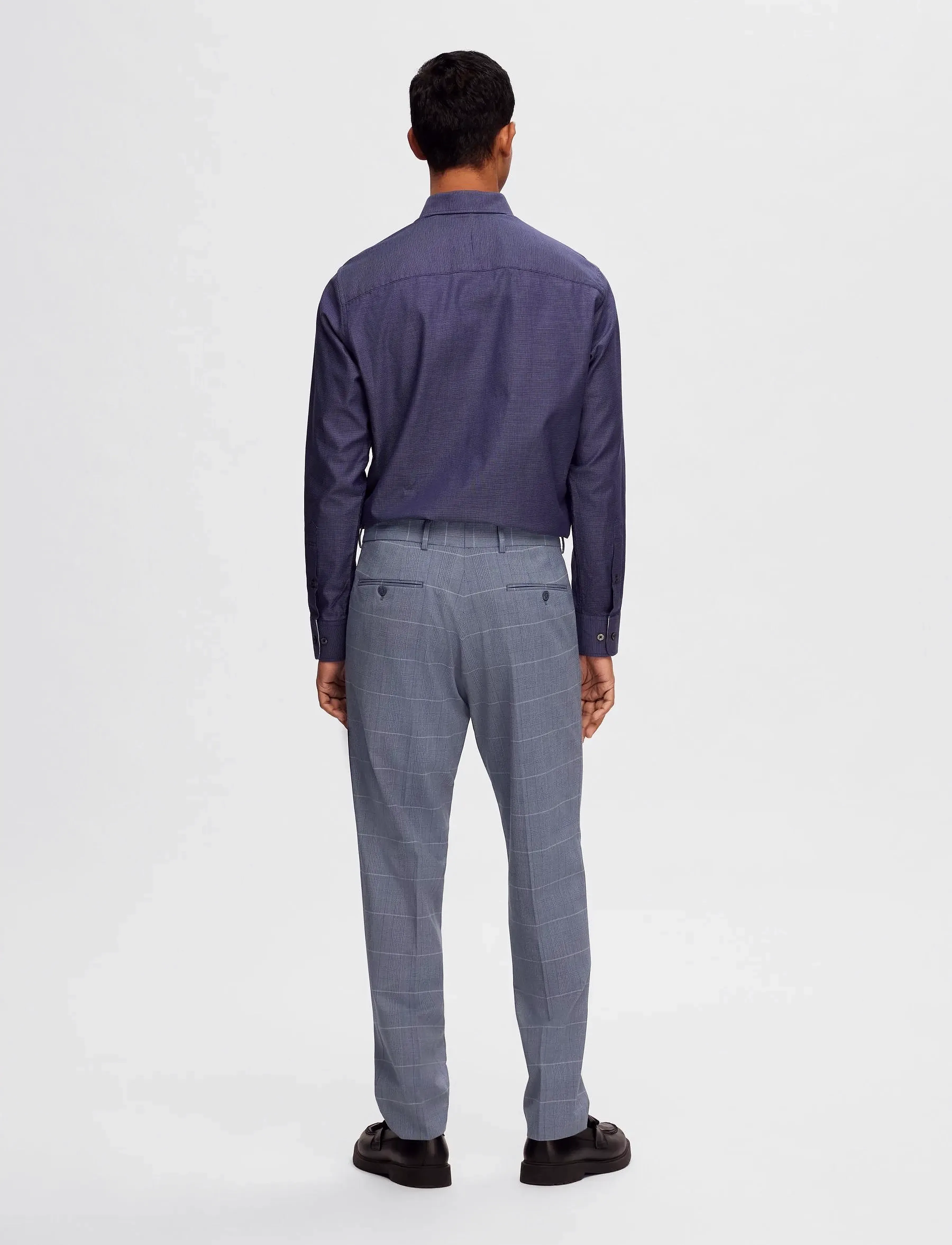 Selected - SLHSLIM-LIAM BLUE CHECK TRS FLEX - blue shadow - 4