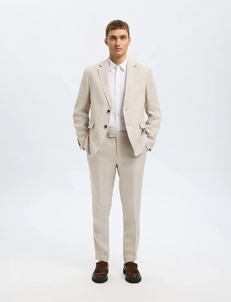 Selected - SLHREGULAR-WILL LINEN BLZ NOOS - einreiher - sand - 4