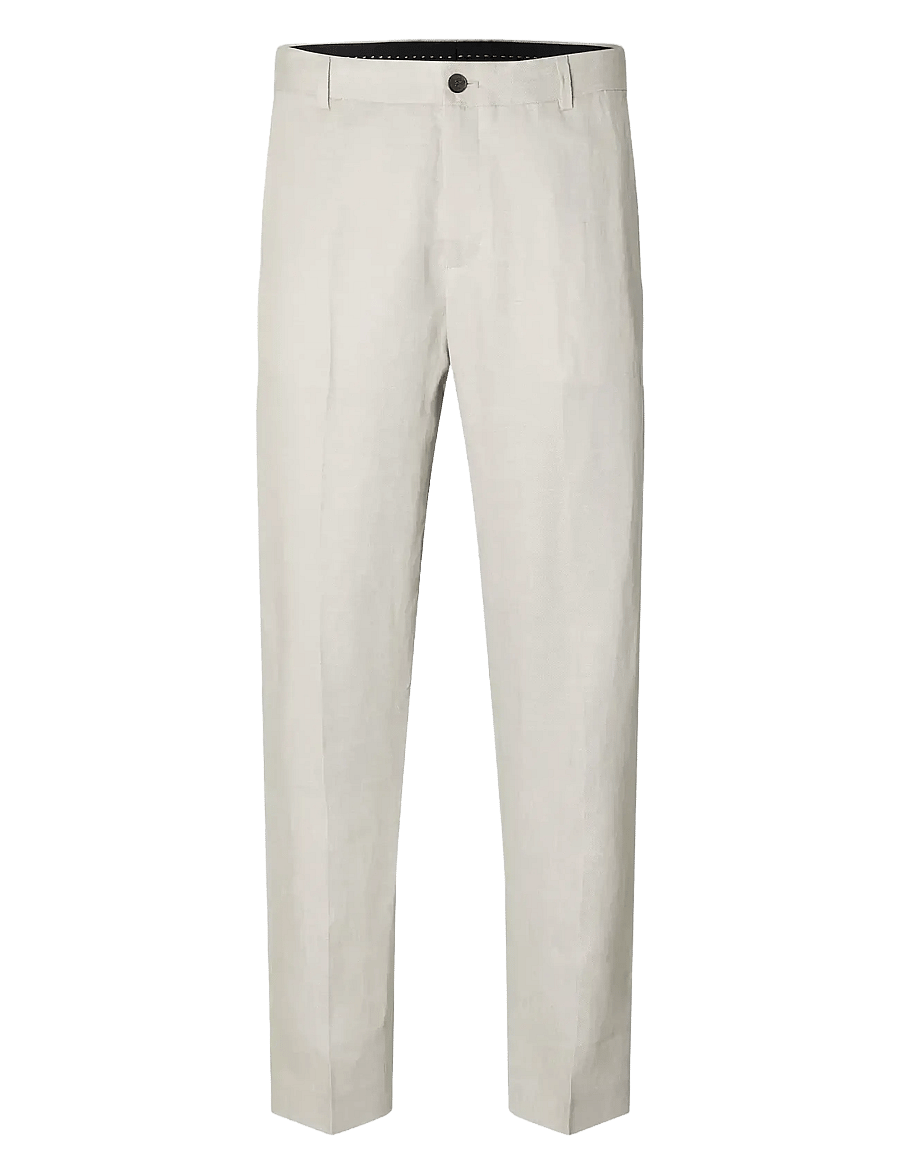 Selected - SLHREGULAR-WILL LINEN TRS NOOS - linne kostymbyxor - sand - 1
