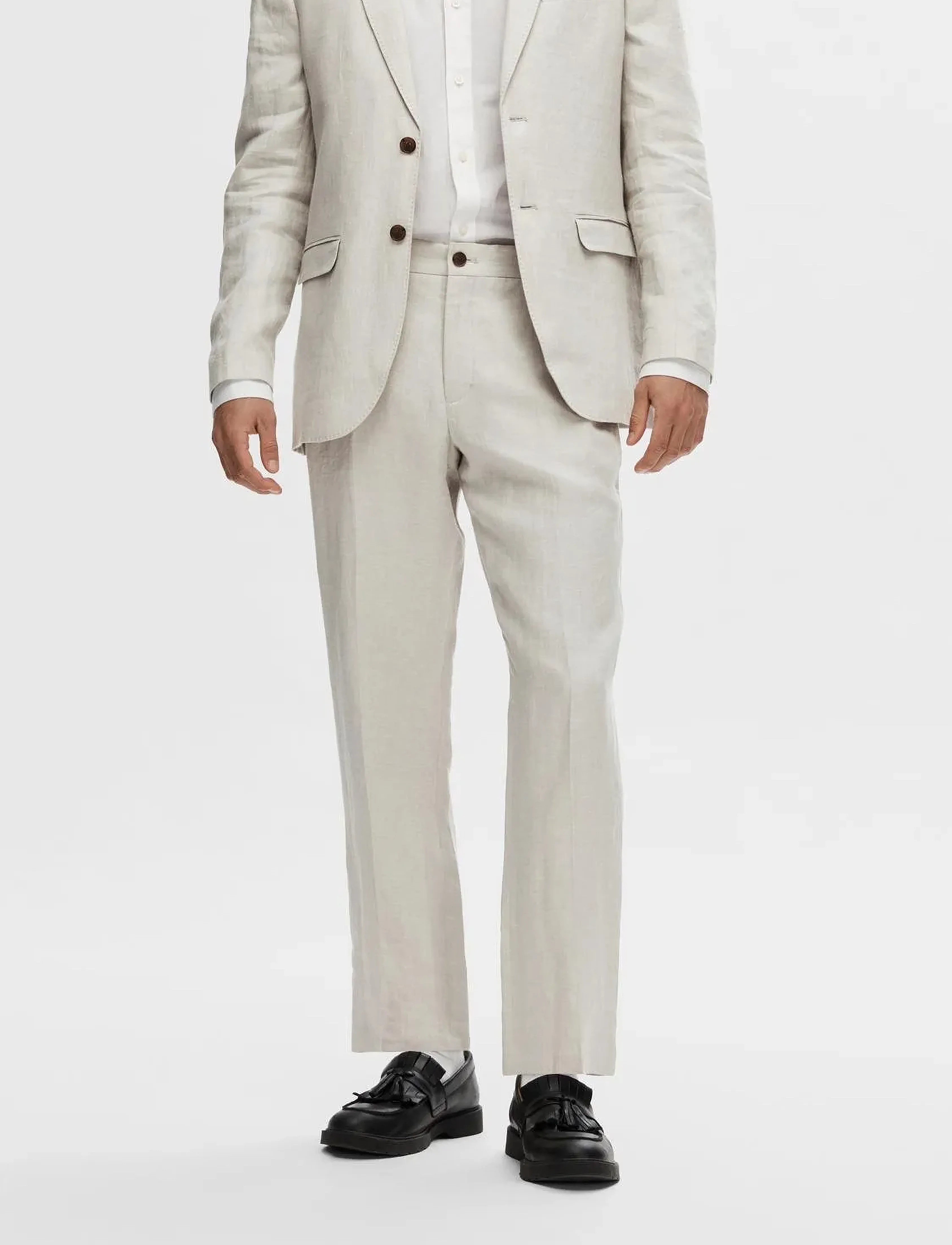 Selected Slhregular-Will Linen Trs Noos, 46, Trousers, Creme - Formal, Männerswear