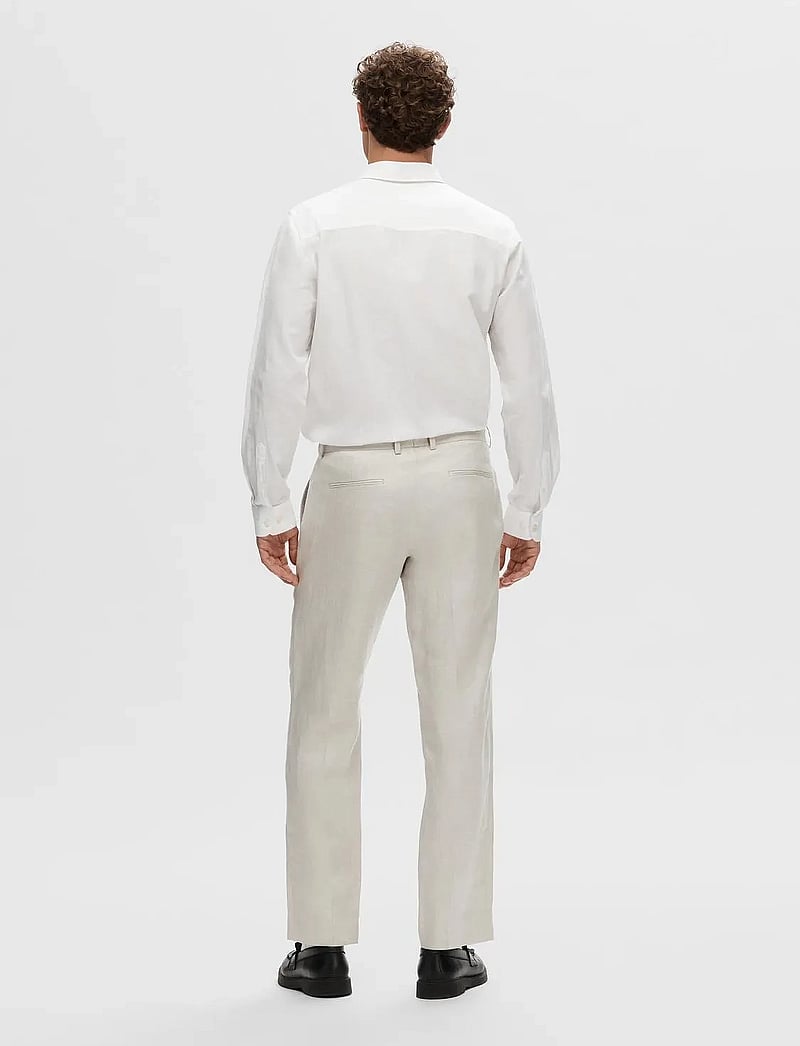 Selected - SLHREGULAR-WILL LINEN TRS NOOS - linne kostymbyxor - sand - 2