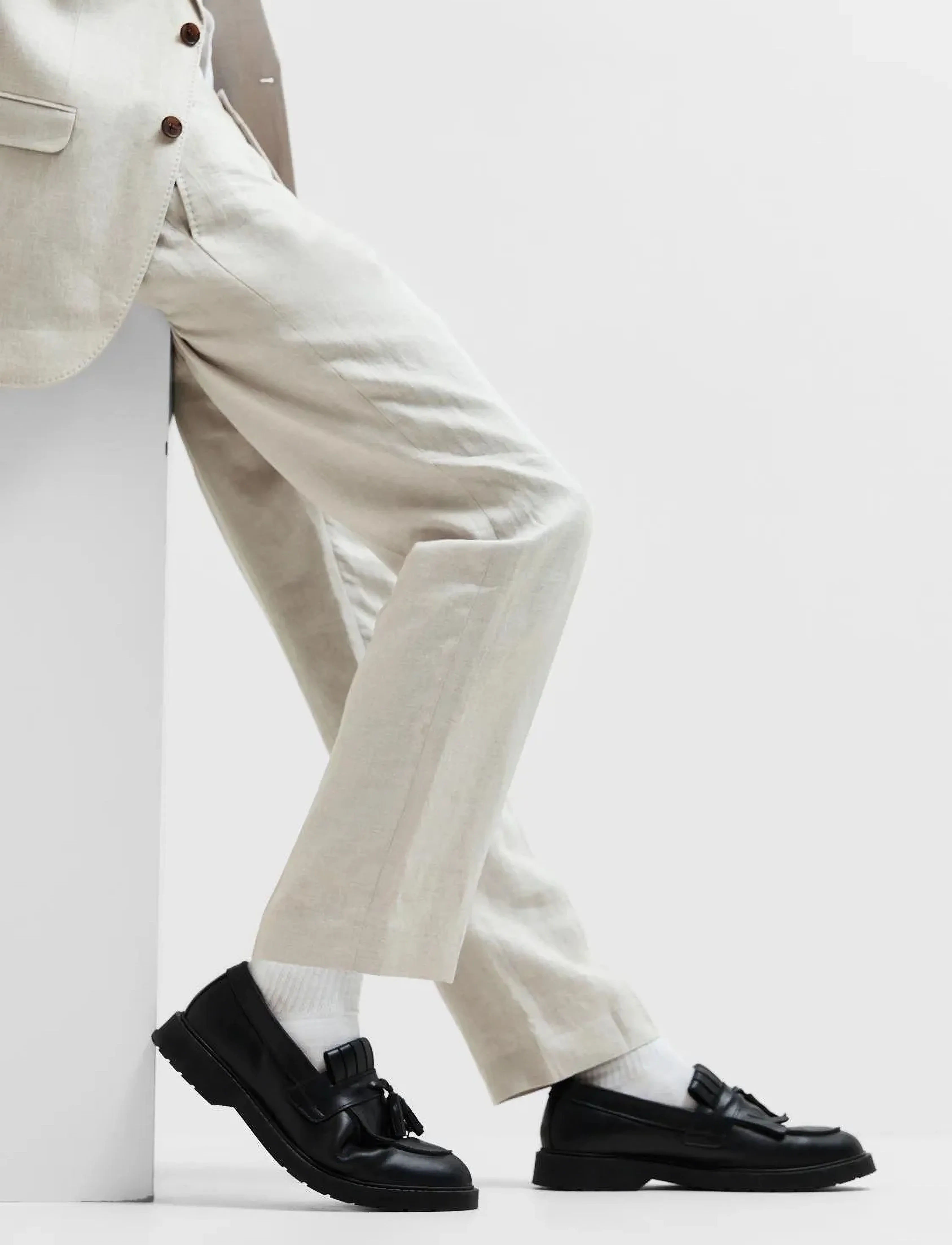 Selected - SLHREGULAR-WILL LINEN TRS NOOS - hørbukser - sand - 5
