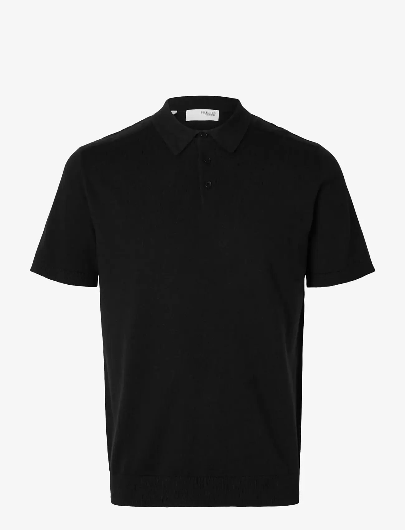 Selected - SLHBERG SS KNIT POLO NOOS - stickade pikéer - black - 1