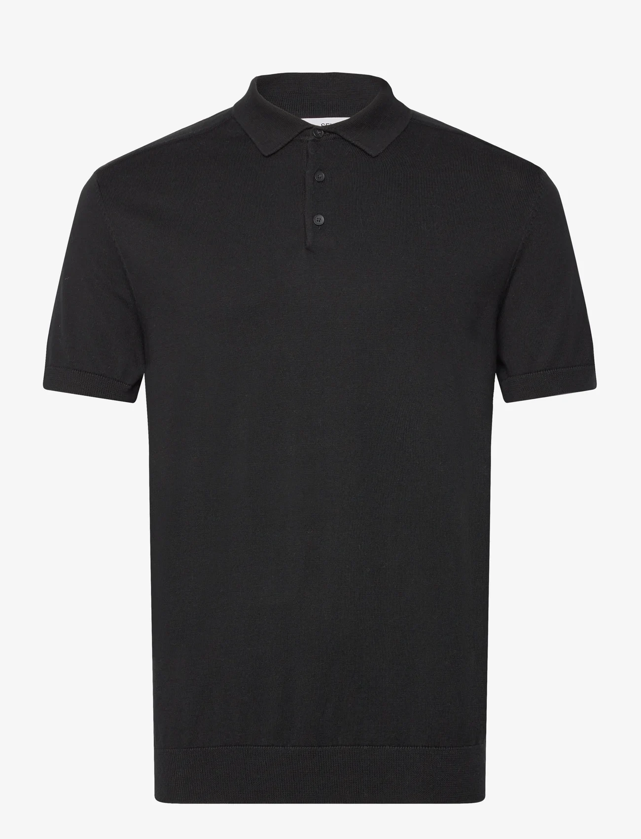 Selected Homme - SLHBERG SS KNIT POLO NOOS - herren - black - 0