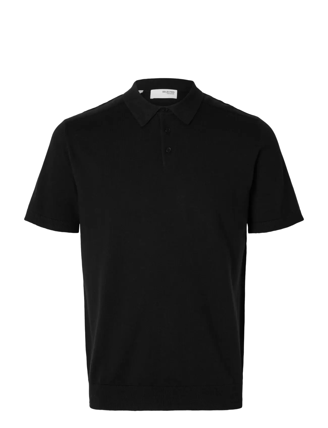 Selected SLHBERG SS KNIT POLO NOOS - Short sleeve knitted polos - BLACK / black