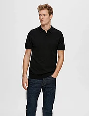 Selected Homme - SLHBERG SS KNIT POLO NOOS - miesten - black - 4
