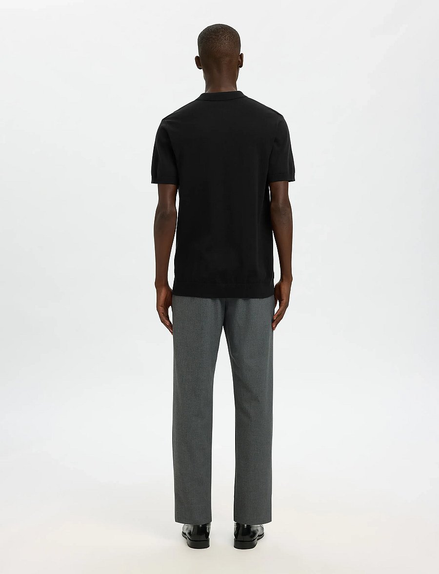 Selected - SLMBERG SS KNIT POLO NOOS - trikotažiniai polo marškinėliai - black - 3