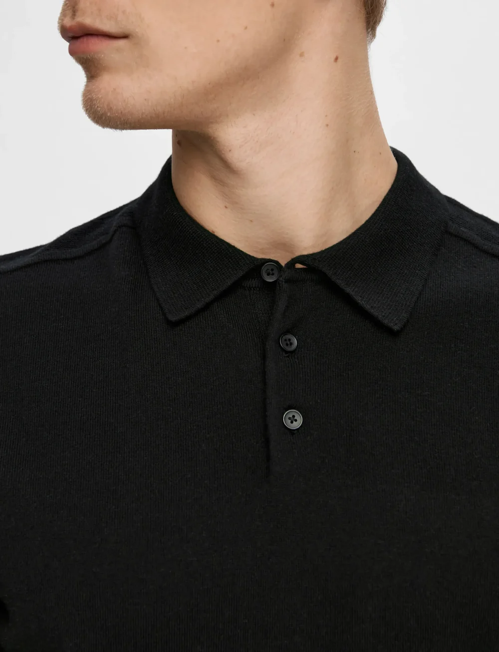 Selected - SLHBERG SS KNIT POLO NOOS - polostrik - black - 5