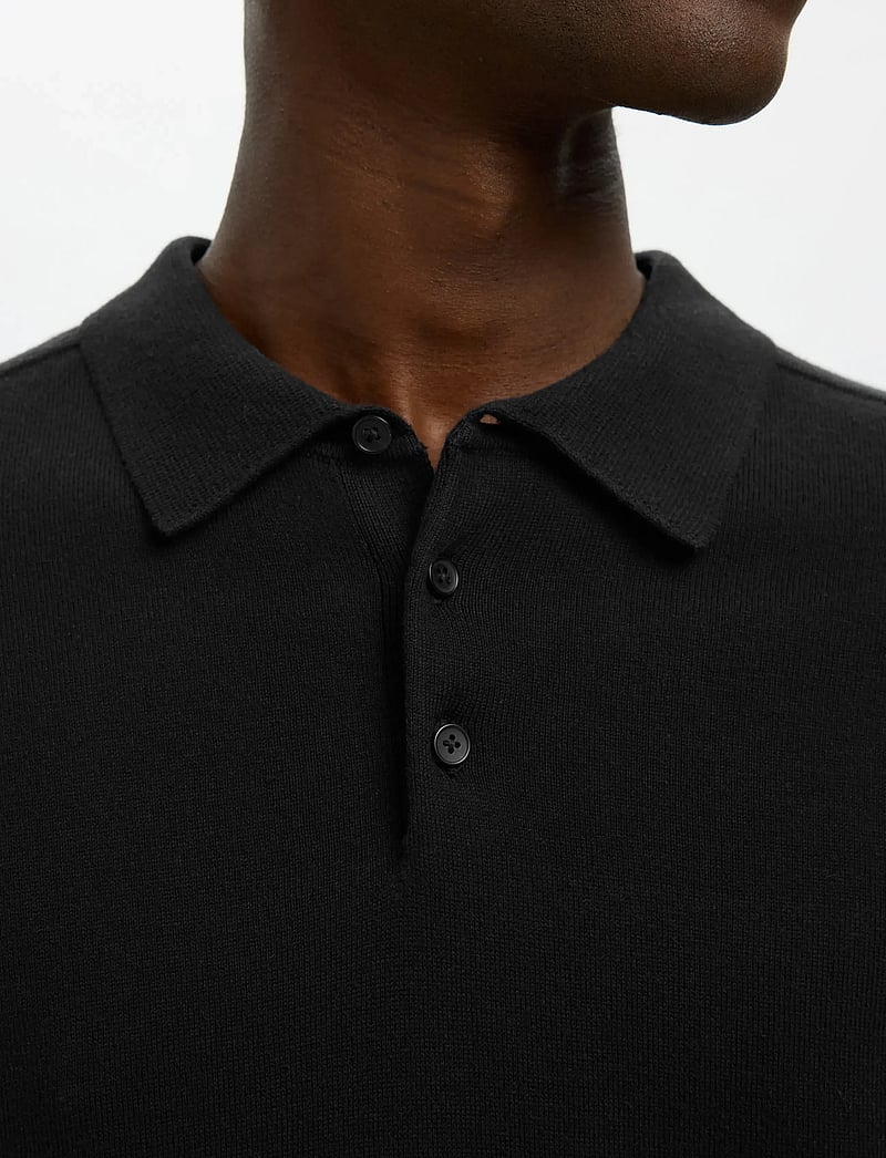 Selected - SLHBERG SS KNIT POLO NOOS - kootud polosärgid - black - 5